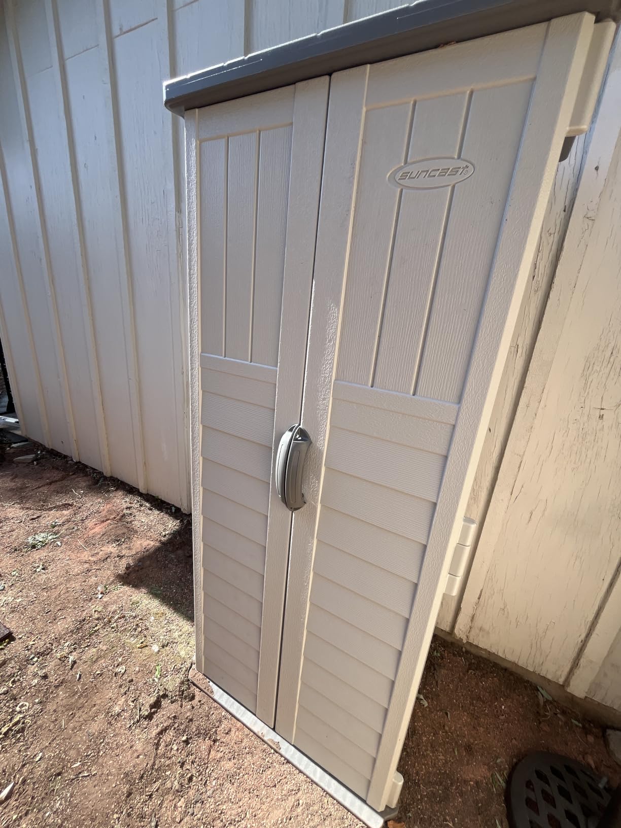Suncast Vertical Outdoor Storage Shed with All-Weather Construction, Vanilla customer photo 1