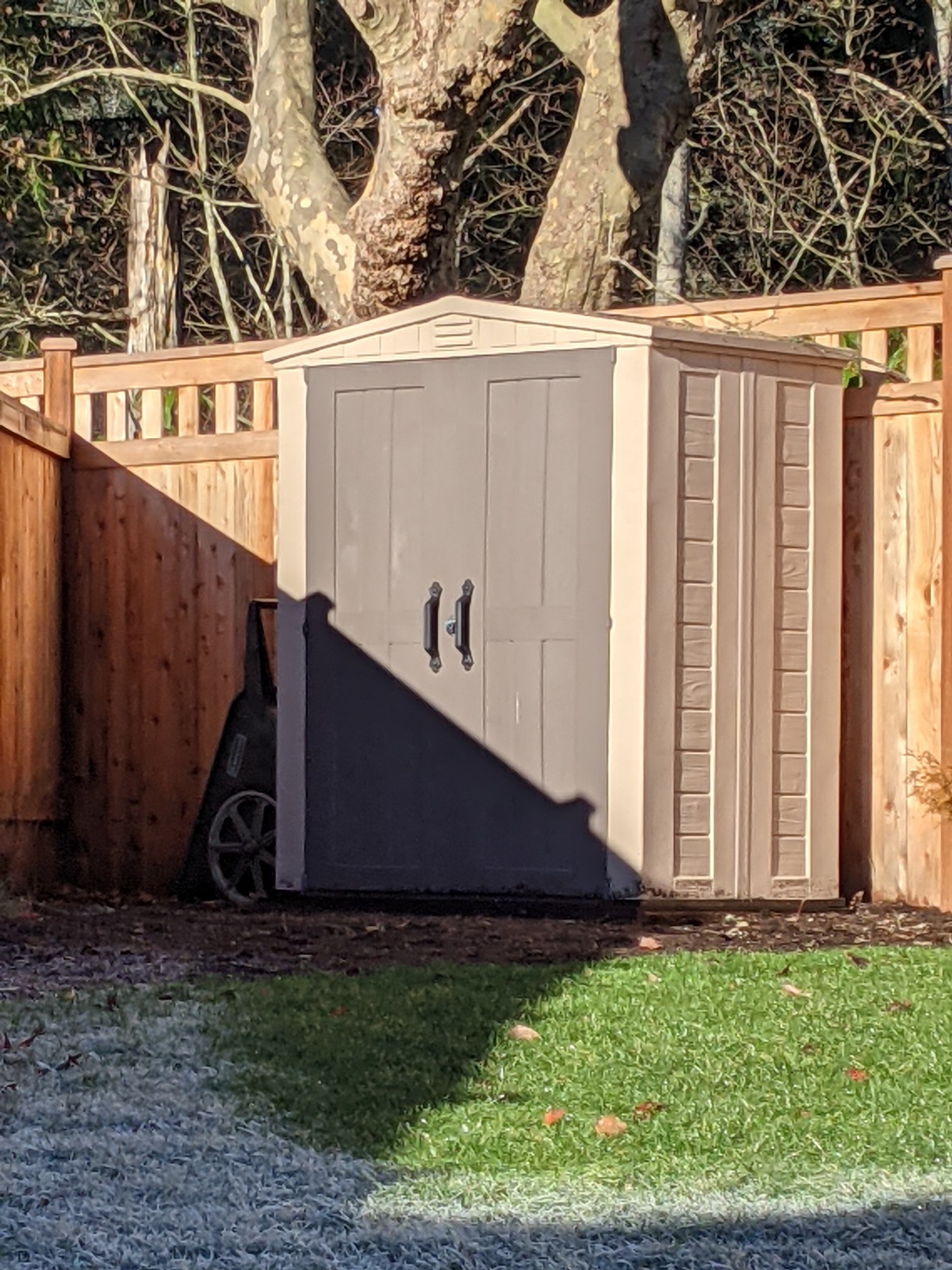 Keter Factor 6x3 Outdoor Storage Shed Kit-Perfect to Store Patio Furniture, Garden Tools Bike Accessories, Beach Chairs and Push Lawn Mower, Taupe & Brown customer photo 2