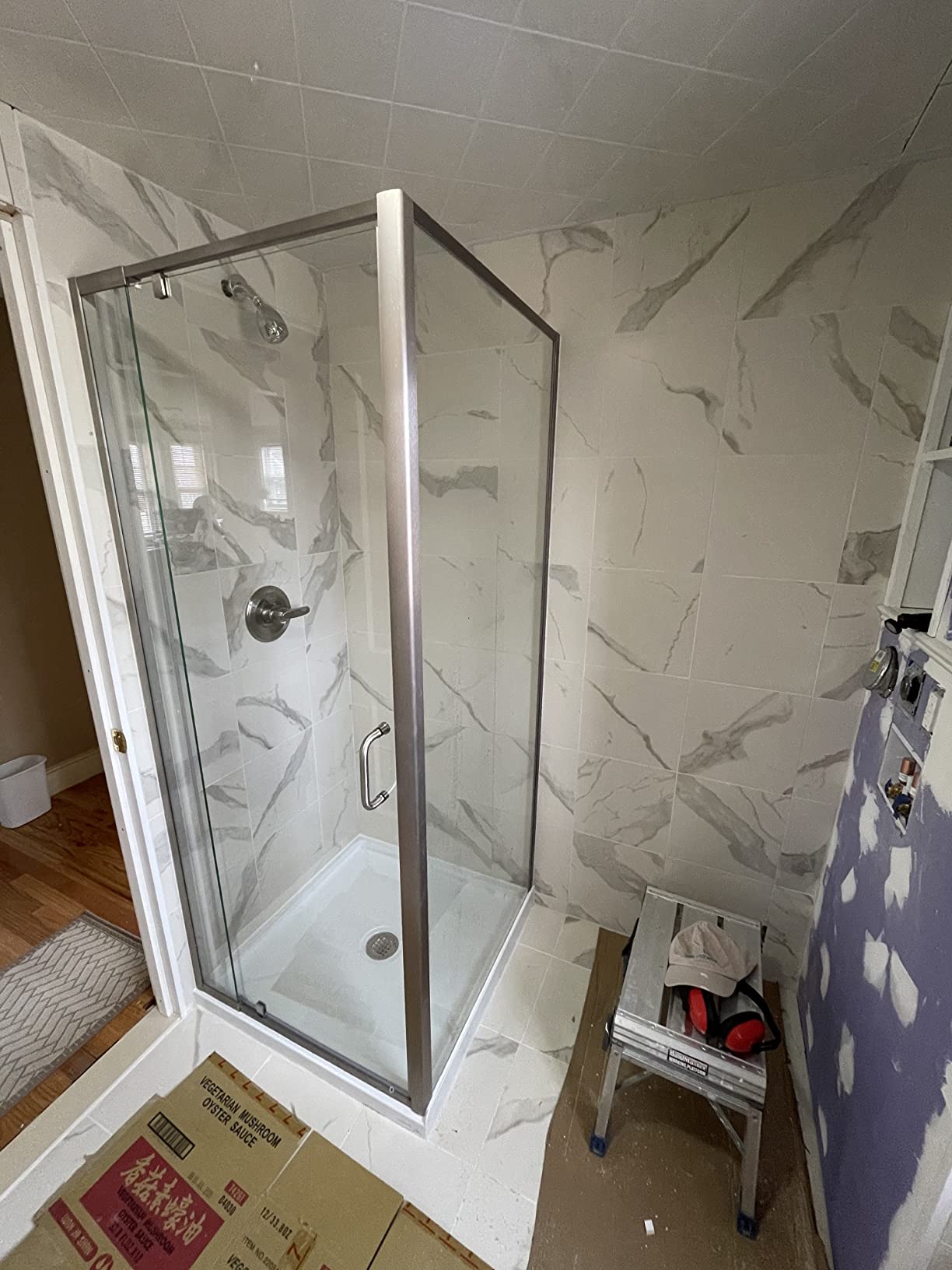 DreamLine Flex 30 1/2 inch D x 28 7/16 - 32 7/16 inch W x 72 inch H Semi-Frameless Pivot Shower Enclosure in Chrome customer photo 1