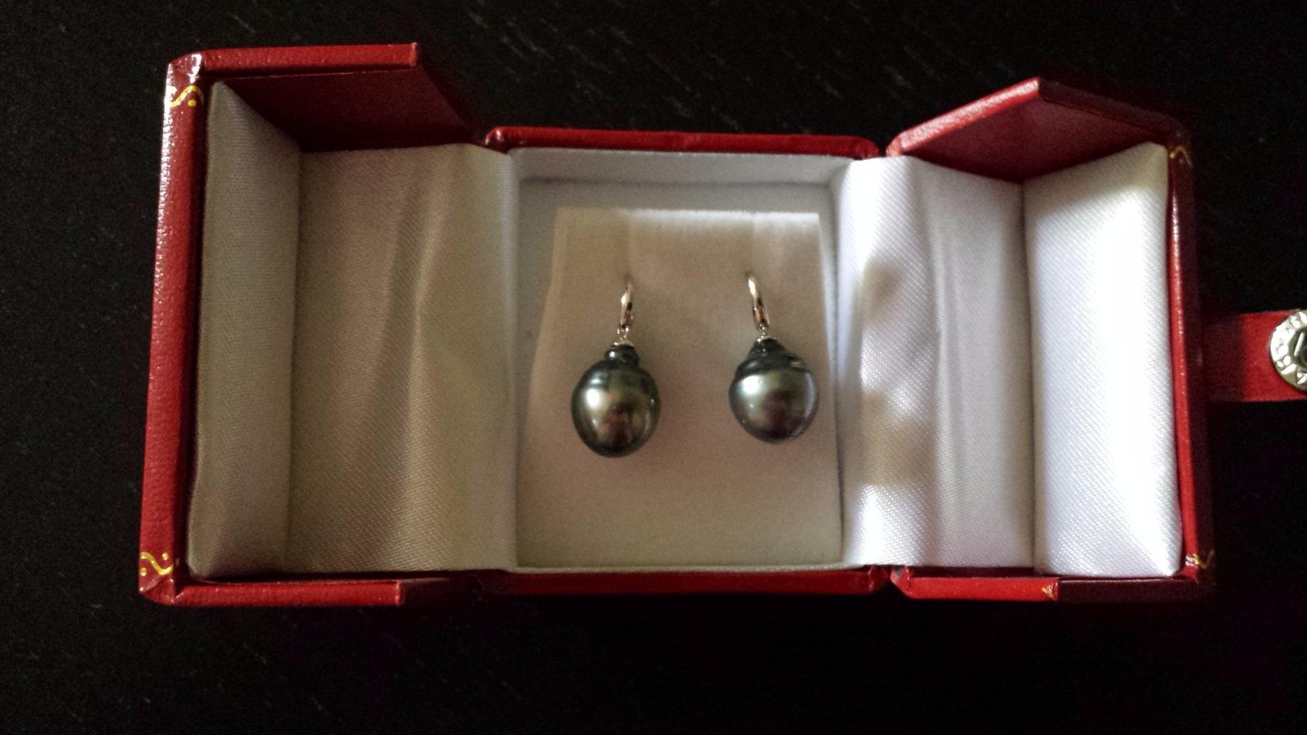 Genuine Baroque Black Tahitian South Sea Cultured Pearl Rosalind Earrings for Women customer photo 2