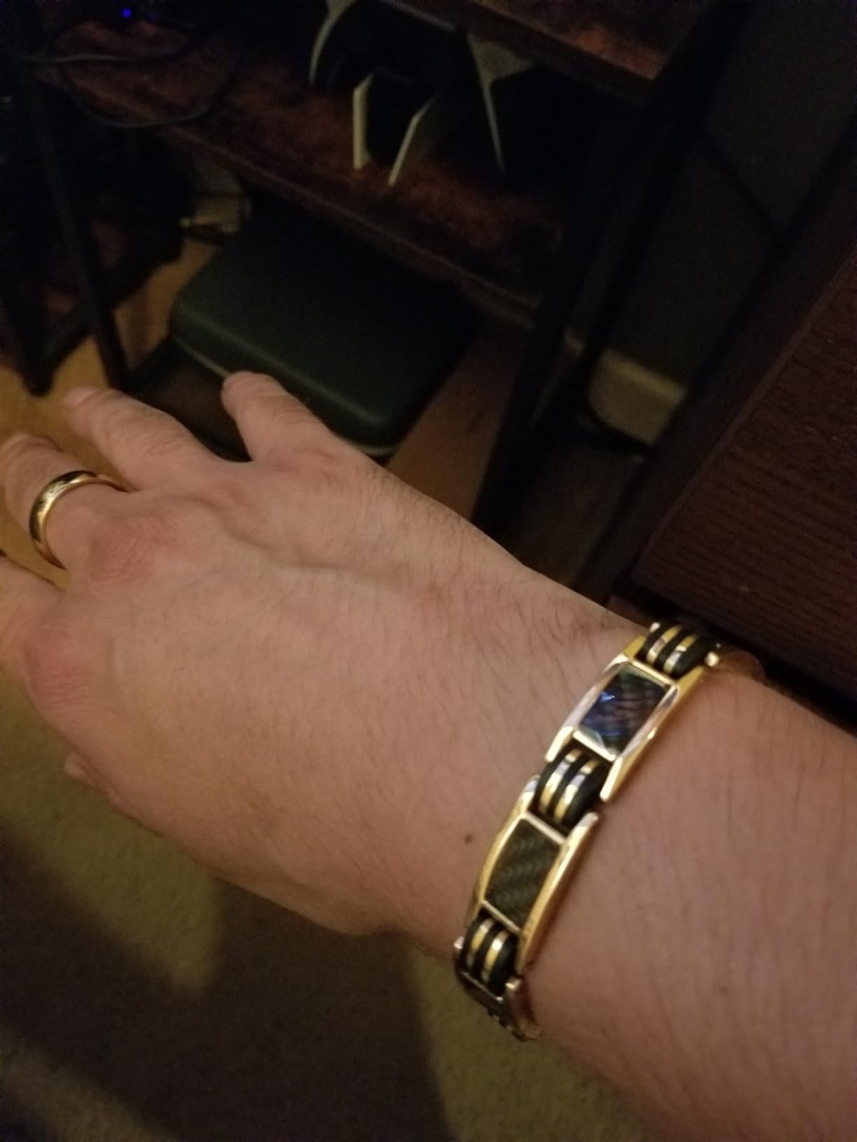 Willis Judd Bracelets For Men Gold Style Bracelets For Men Titanium Mens Bracelet Black Carbon Fiber Size Adjustable customer photo 2