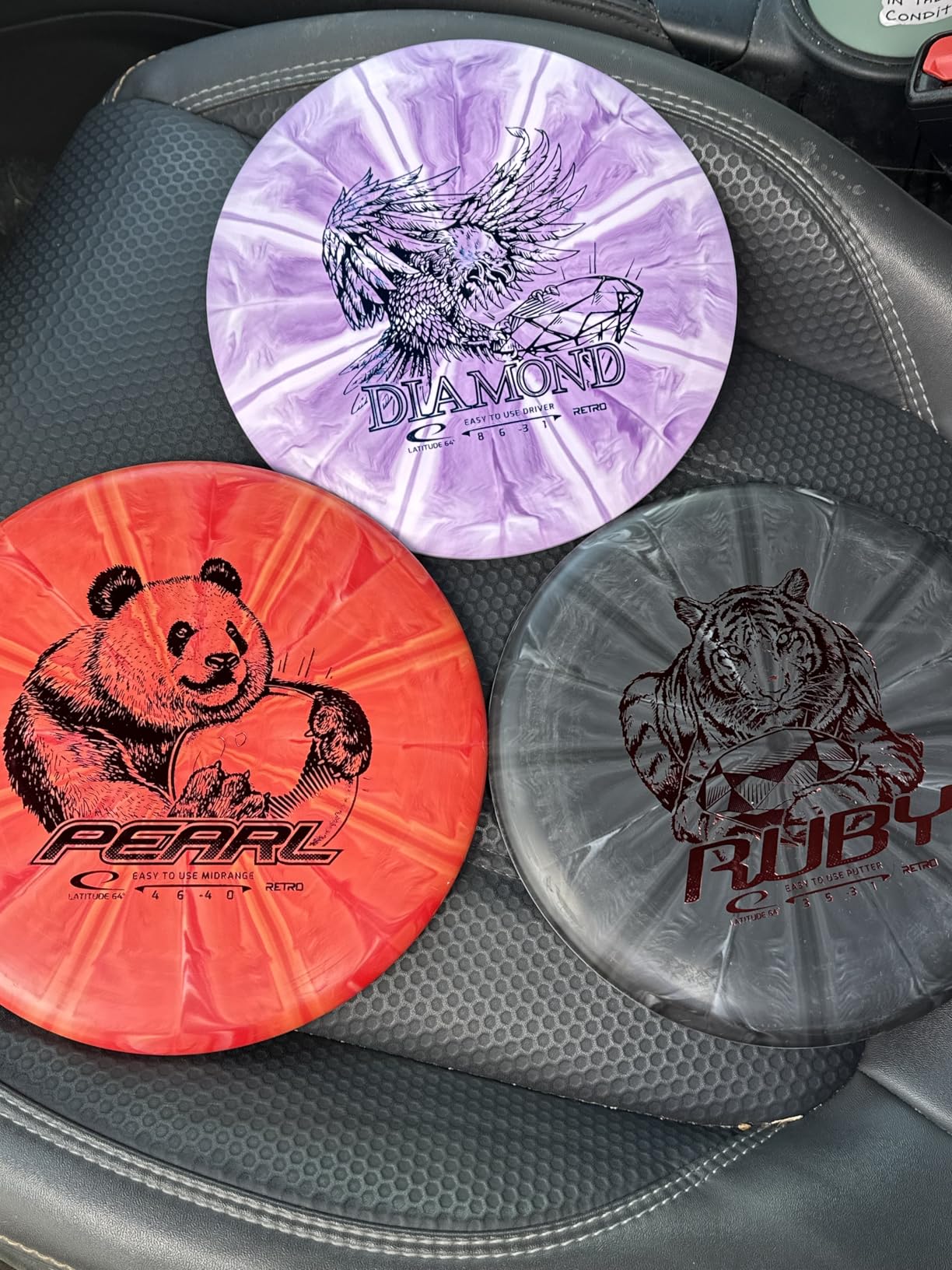 Latitude 64 Beginner Retro Burst Disc Golf Starter Set | Set Includes a Retro Ruby, Retro Pearl, and a Retro Diamond | Disc and Stamp Colors Will Vary (3 Discs) customer photo 1