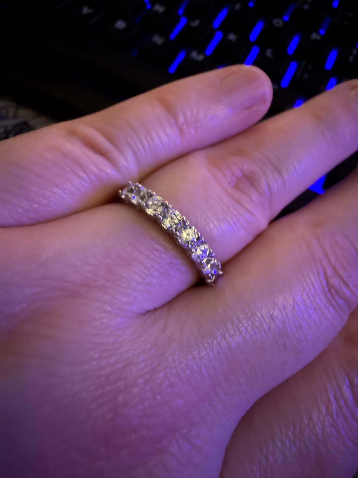 Sterling Silver Platinum Plated Infinite Elements Cubic Zirconia Three Stone Ring customer photo 1