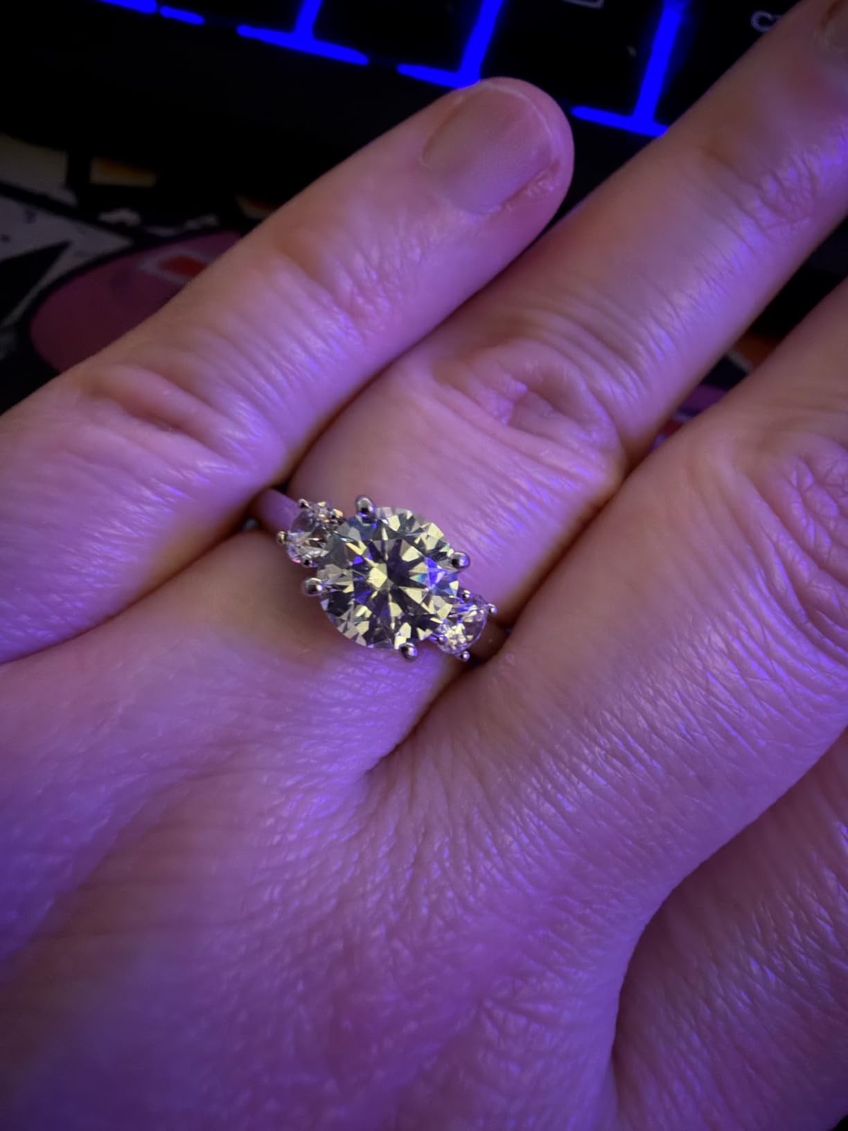 Sterling Silver Platinum Plated Infinite Elements Cubic Zirconia Three Stone Ring customer photo 2