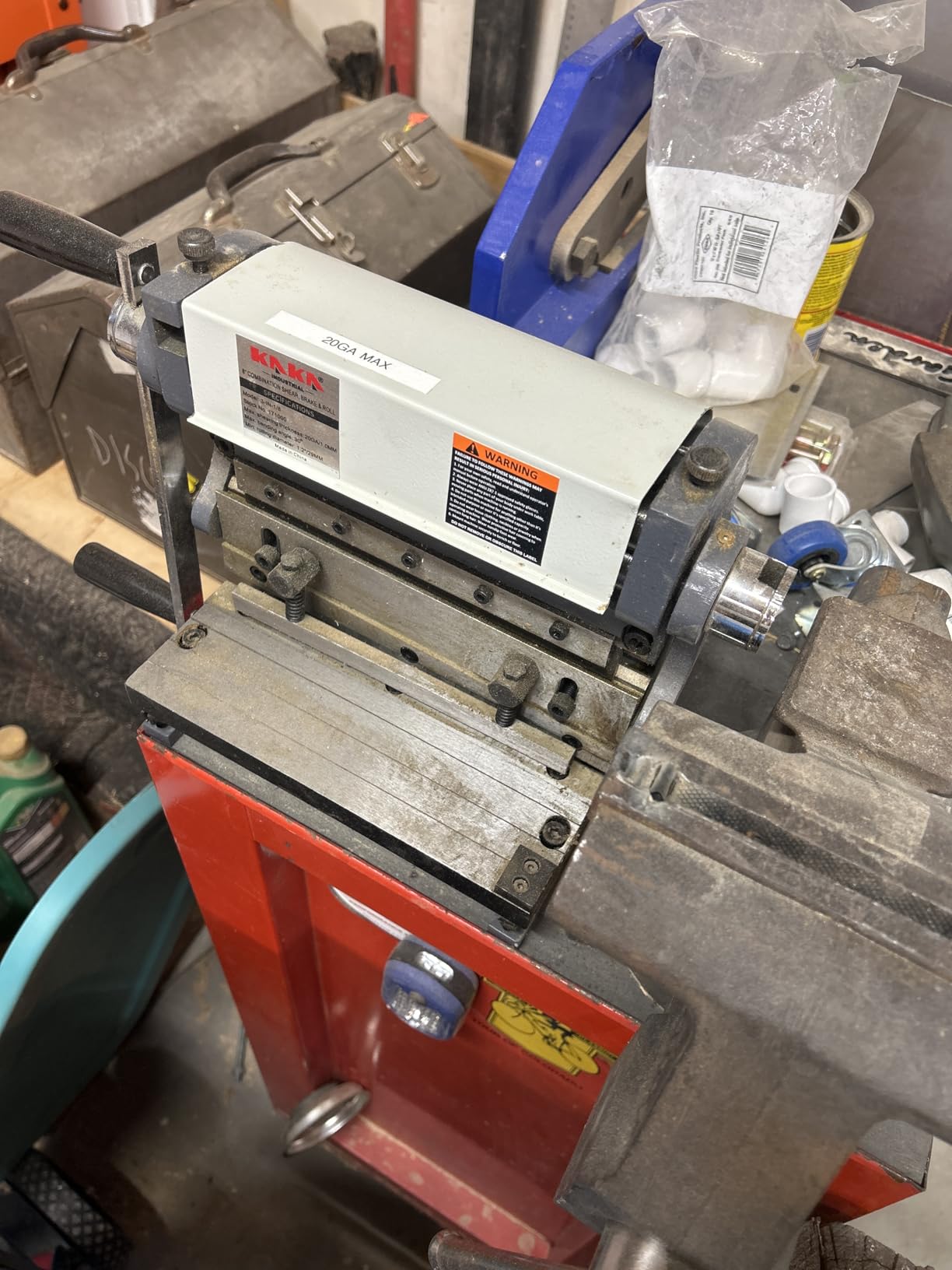 KAKA INDUSTRIAL Metal Brake, 8-inch, 3-In-1 Combination Shear Brake Roll Machine, 20-Gauge Shear, 90 degree | Slip Roll Machine for Bending Rolling 3-IN-1/8 | Shear, brake and slip roll in one machine customer photo 1