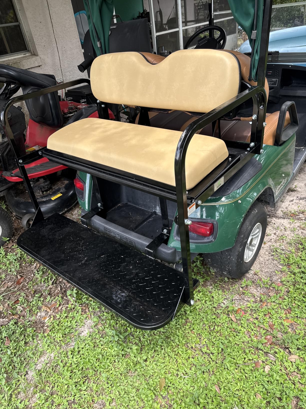 EZGO TXT Golf Cart Flip Folding Rear Seat Kit | Compatible with 1994.5-Up Models (Tan) customer photo 2