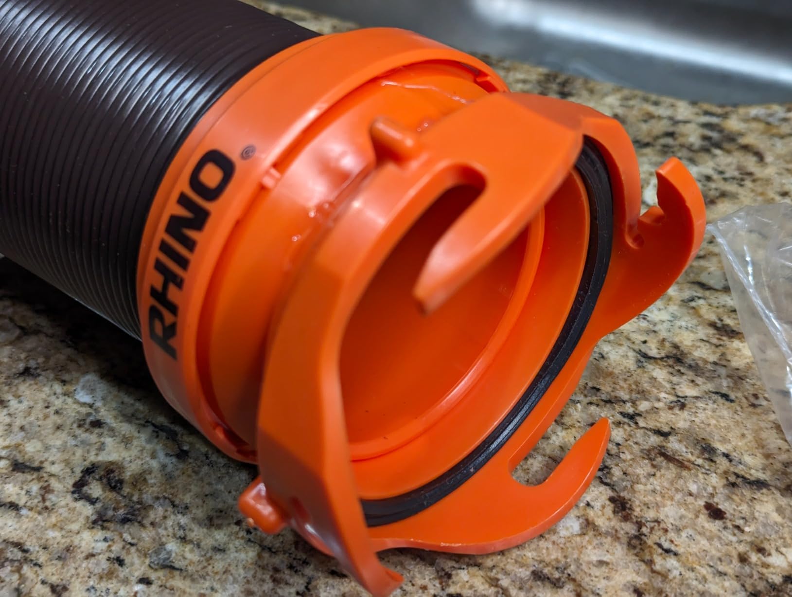 Camco RhinoFLEX 15' RV Sewer Hose Kit - Includes 4-in-1 Adapter, Clear Elbow, & Caps - Connects to 3