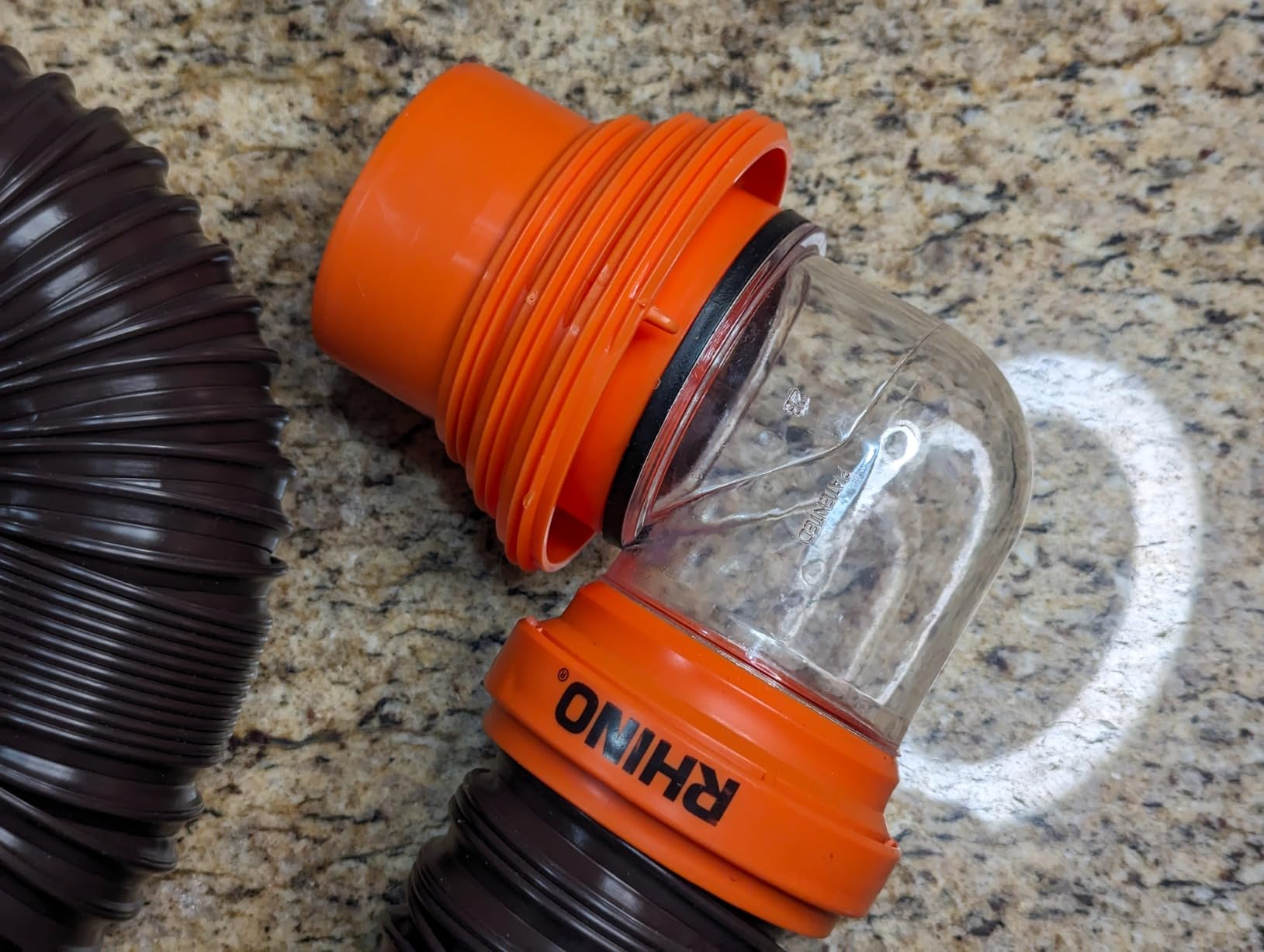 Camco RhinoFLEX 15' RV Sewer Hose Kit - Includes 4-in-1 Adapter, Clear Elbow, & Caps - Connects to 3