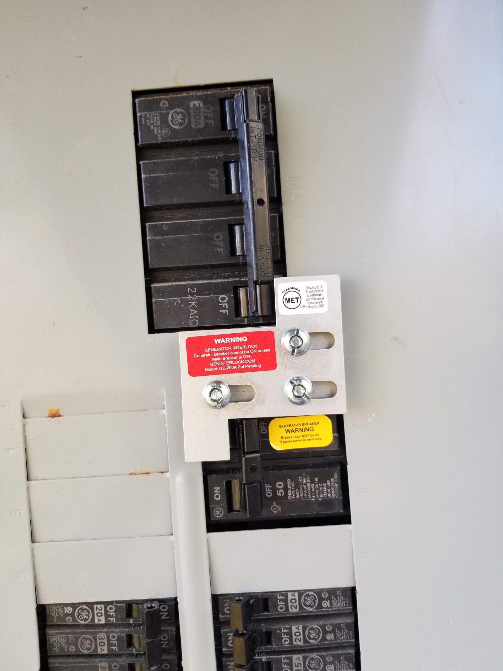 GE-200A GE General Electric Generator Interlock Kit for 150 or 200 amp Main Breaker Panel customer photo 1