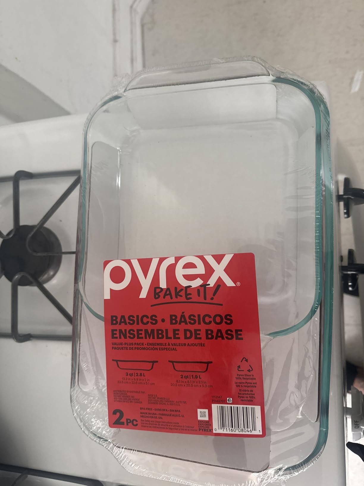 Pyrex Clear Glass Baking Dishes Set - Models 233 (3-Qt) Rectangular and 222 (2-Qt) Square - Glass Oven Bakeware customer photo 2