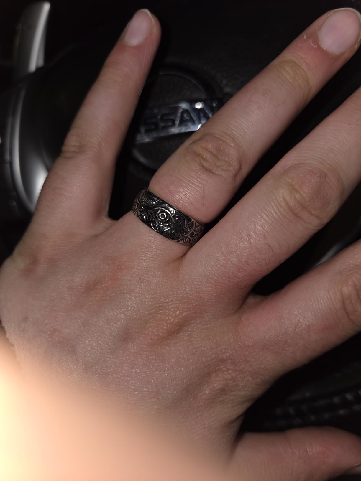 Men's Vintage Engraved Eye of God Ring Black Gold Silver Tone | Stainless Steel customer photo 1