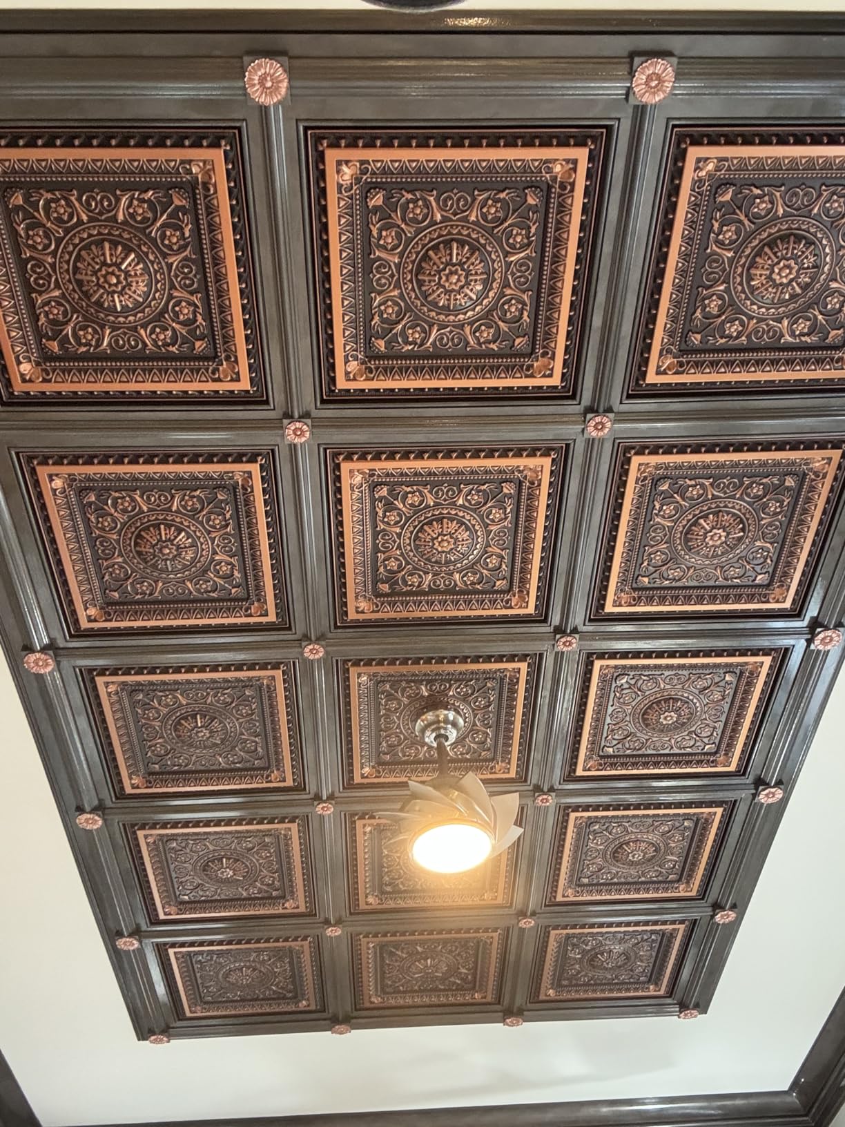 uDecor Marseille Antique Copper Ceiling Tiles - 2 ft. x 2 ft. Decorative Ceiling Tiles, Box of 10, Faux Tin Look, Class A Fire Rated customer photo 2