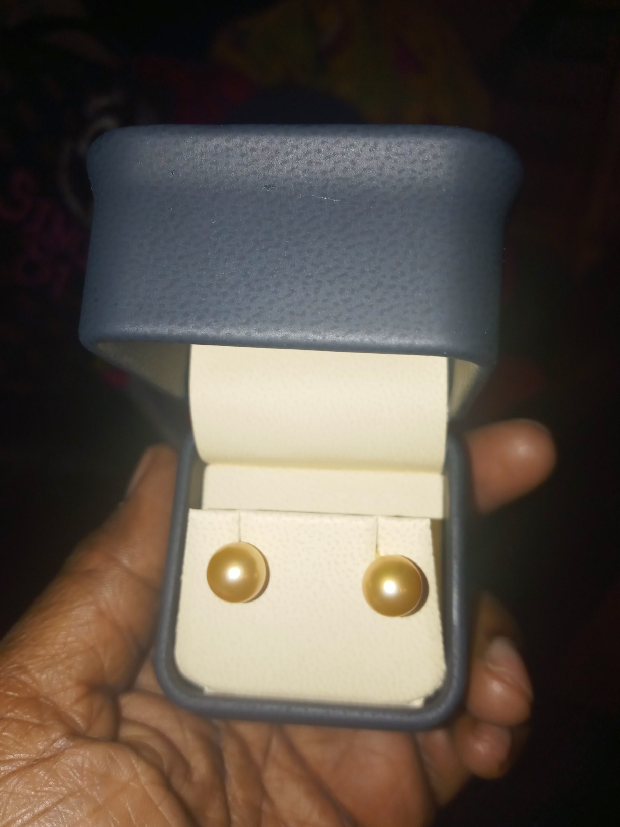 14K Gold Round Golden South Sea Cultured Pearl Stud Earrings for Women customer photo 1