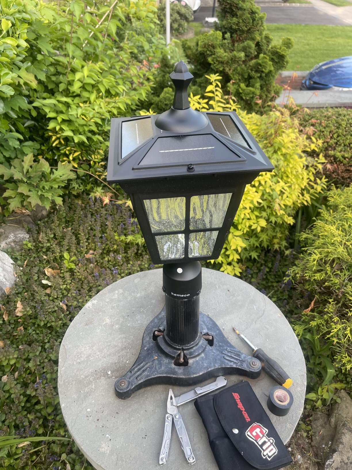 Solar Lamp Post Light, Cast Aluminium Waterproof LED with Glass Outdoor Dusk to Dawn Solar Post Light ST4311AQ for Pier Mount Pillar Gates Garden Pole Column Yard Path Driveway (Black, Lamp) customer photo 1