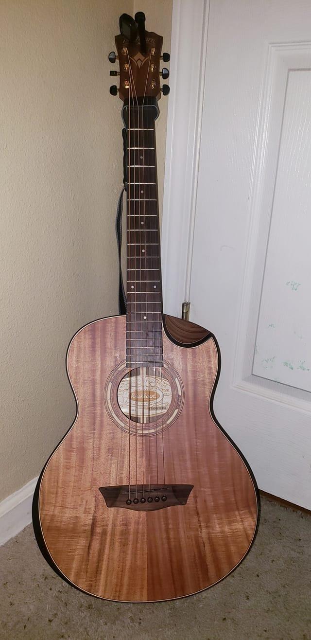 Washburn Comfort G-Mini 55 Koa Travel Size Acoustic Guitar, Natural customer photo 1