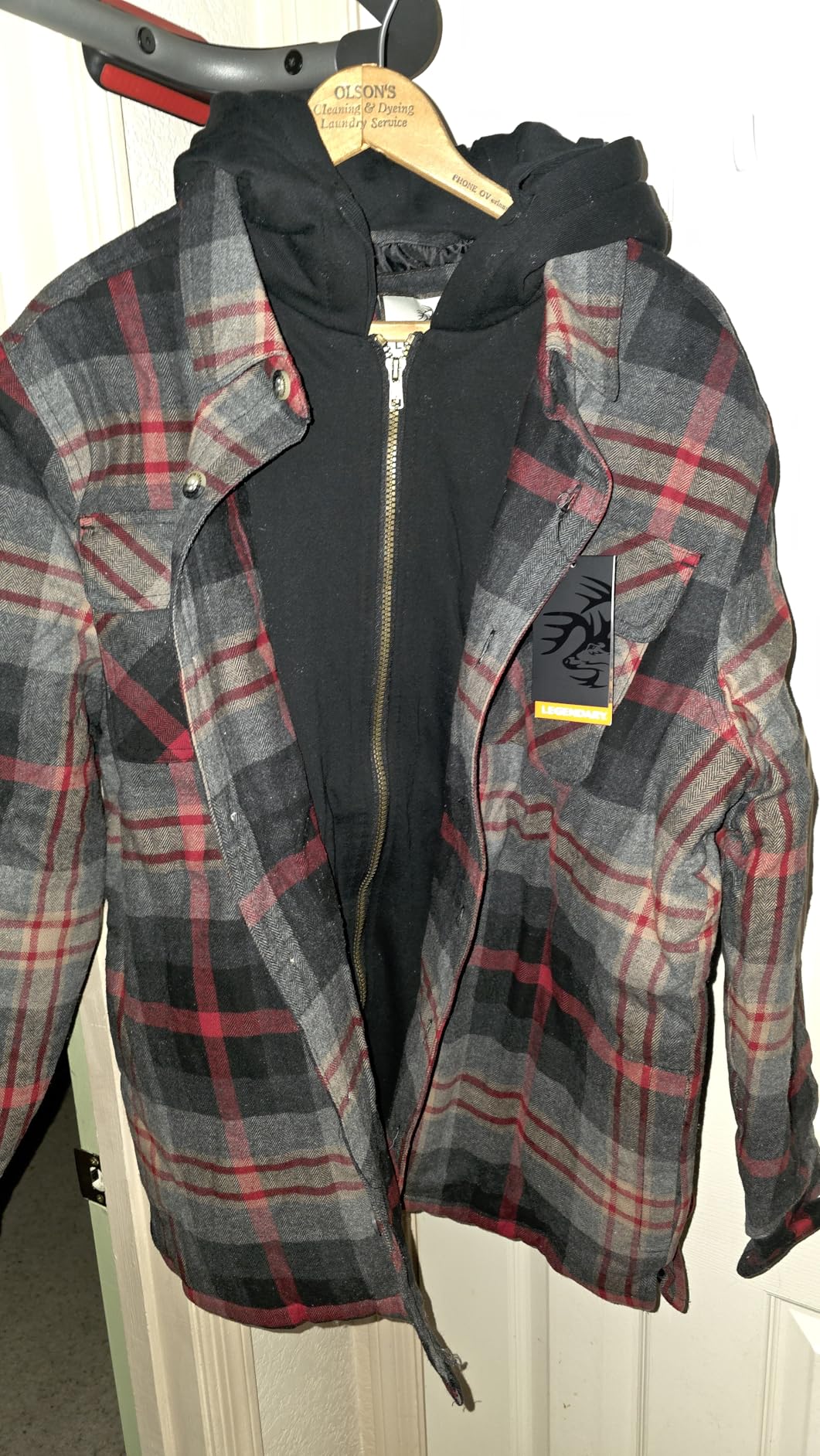 Legendary Whitetails Mens Plaid Flannel Shirt Jacket Quilted with Hood Polyfill Insulated Shacket customer photo 1