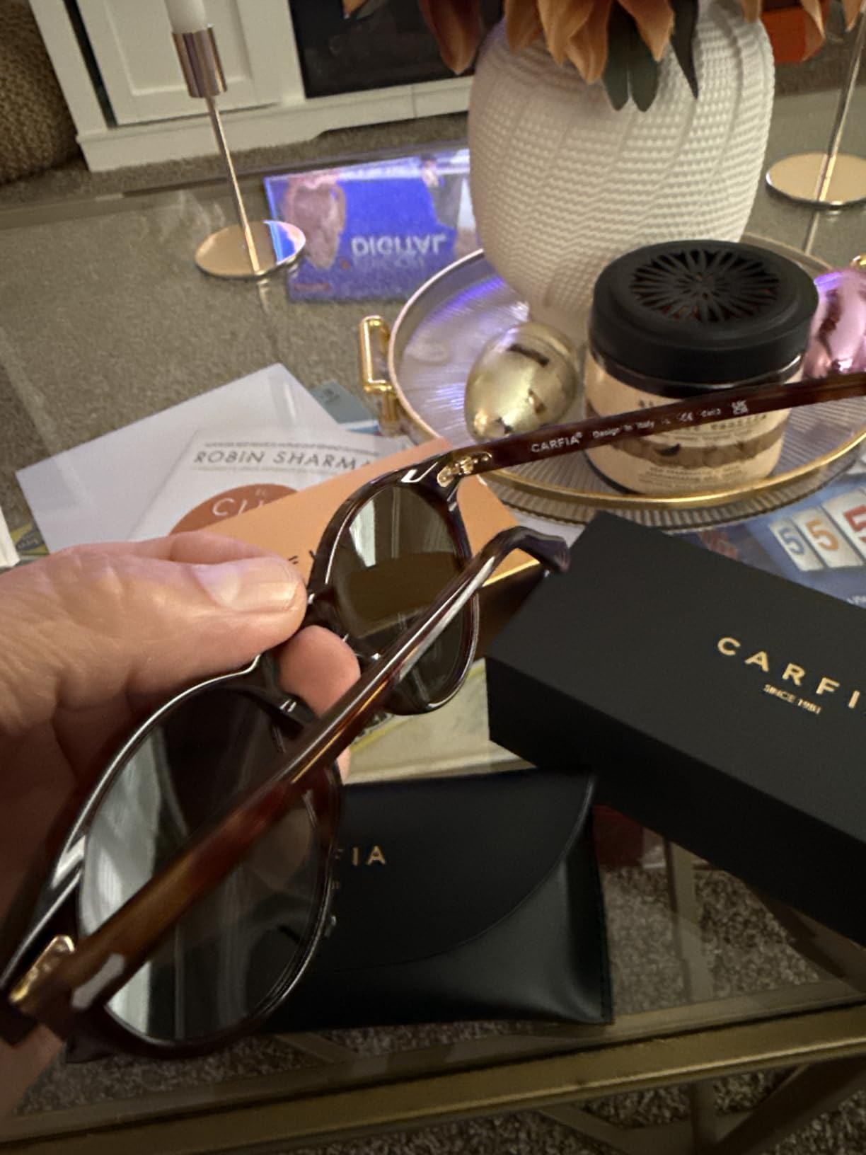 CARFIA Retro Polarized Sunglasses for Men UV400 Protection Handmade Acetate Round Frame CA5288L customer photo 1