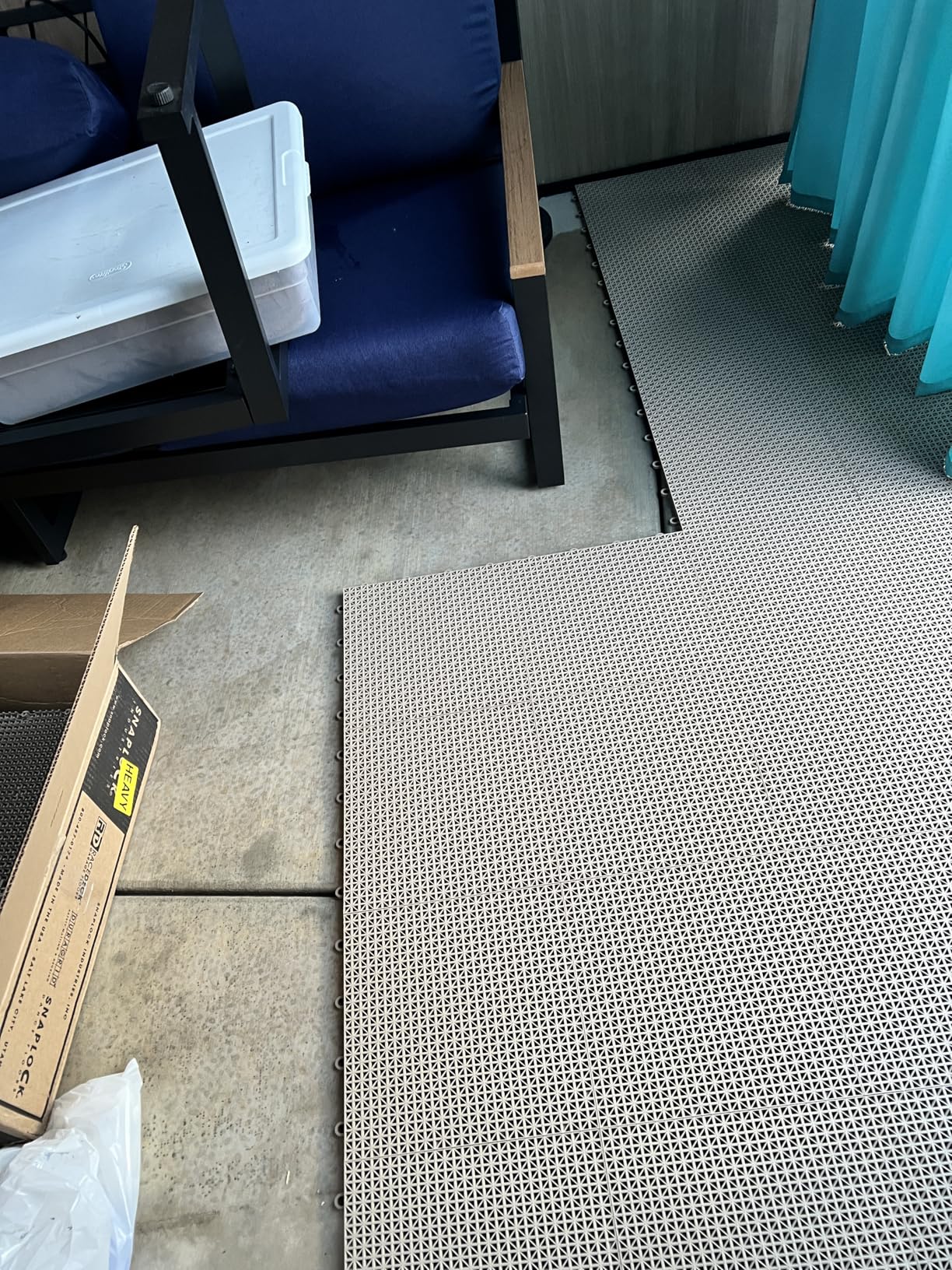 DuraGrid Deck Tiles, Interlocking Outdoor Tiles for Patio, Self-Draining, UV-Resistant, Water-Resistant Modular Flooring, Easy Install, 40 Pack, Gray customer photo 1