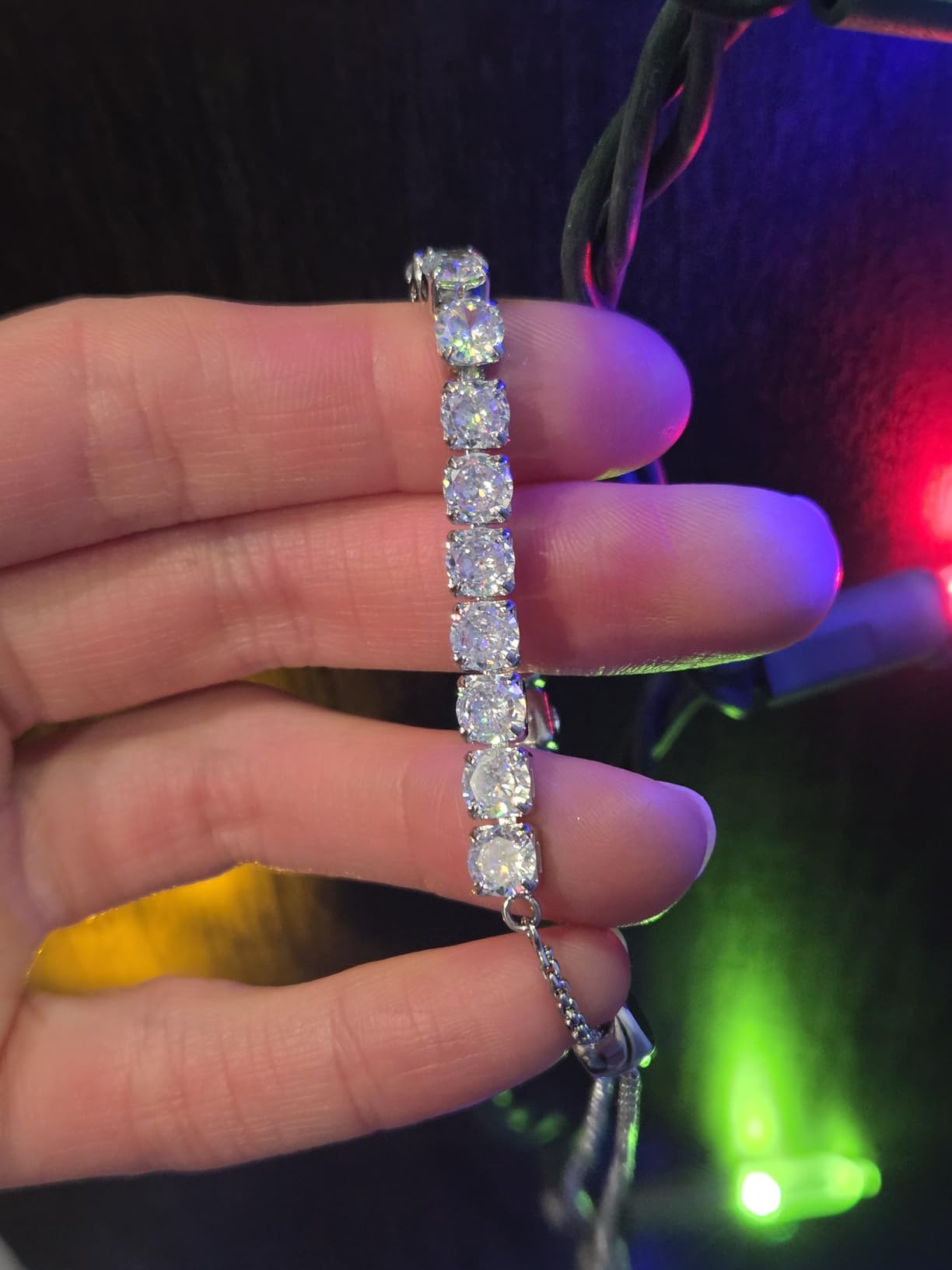 J.Fée Silver Bracelet, S925 Tennis Bracelet with Sparkling 5A Cubic Zirconia Silver Bracelets for Women Adjustable customer photo 2