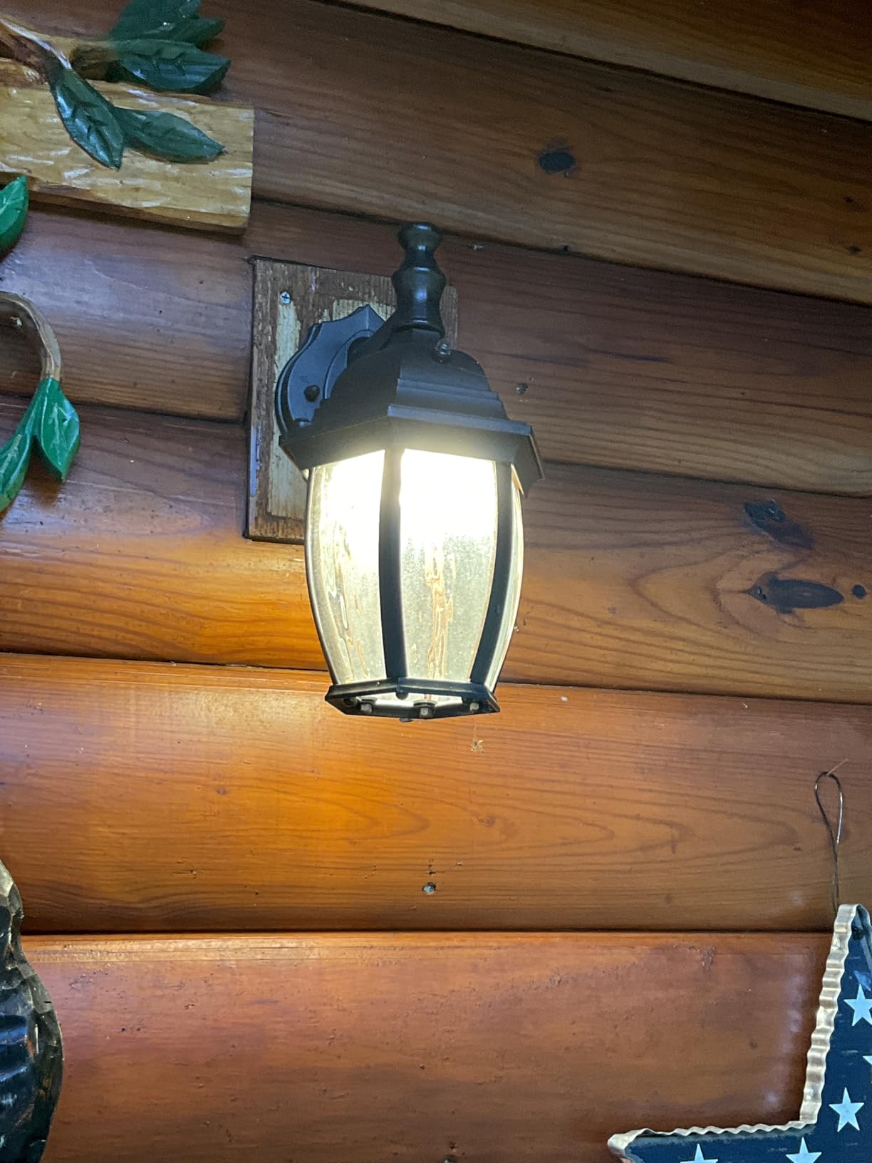 Maxxima LED Black Outdoor Wall Light, 580 Lumens 3000K, Dusk to Dawn Sensor | Clear Water Glass, Warm White, Photocell Sensor, Exterior Patio or Porch Sconce Fixture customer photo 1