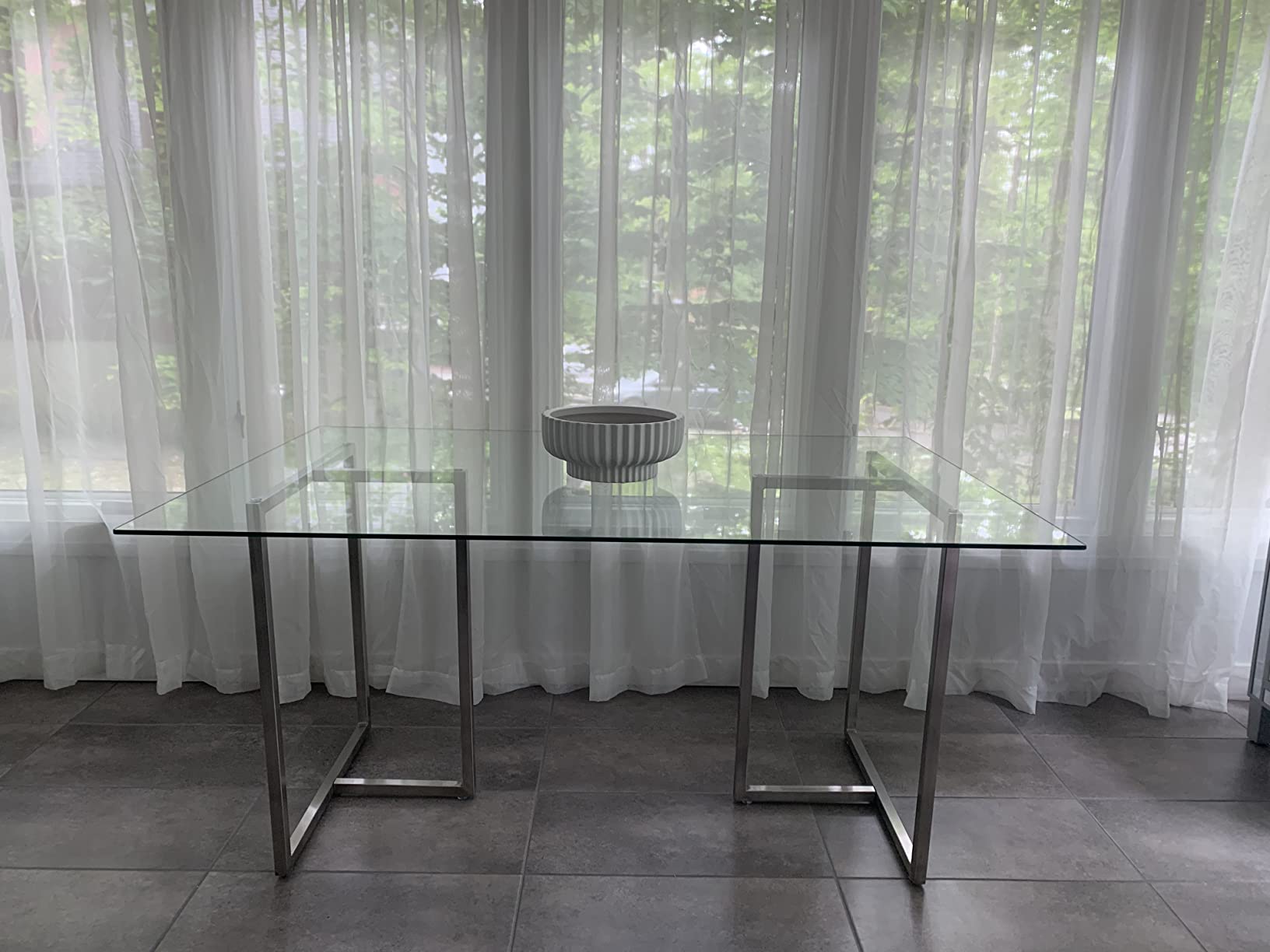 Euro Style Legend Table Base | Flexible Modular Twin Base Design for Dining or Home Office | Adjustable Leveling Feet & Floor Protection | Brushed Stainless Steel customer photo 2