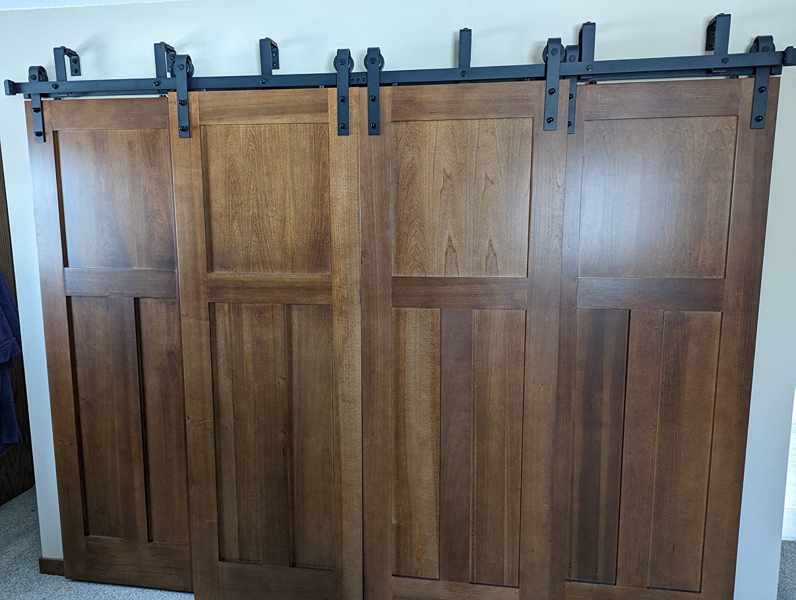 ZEKOO 8FT Four Doors Double Track Bypass Sliding Barn Door Hardware Kit customer photo 2