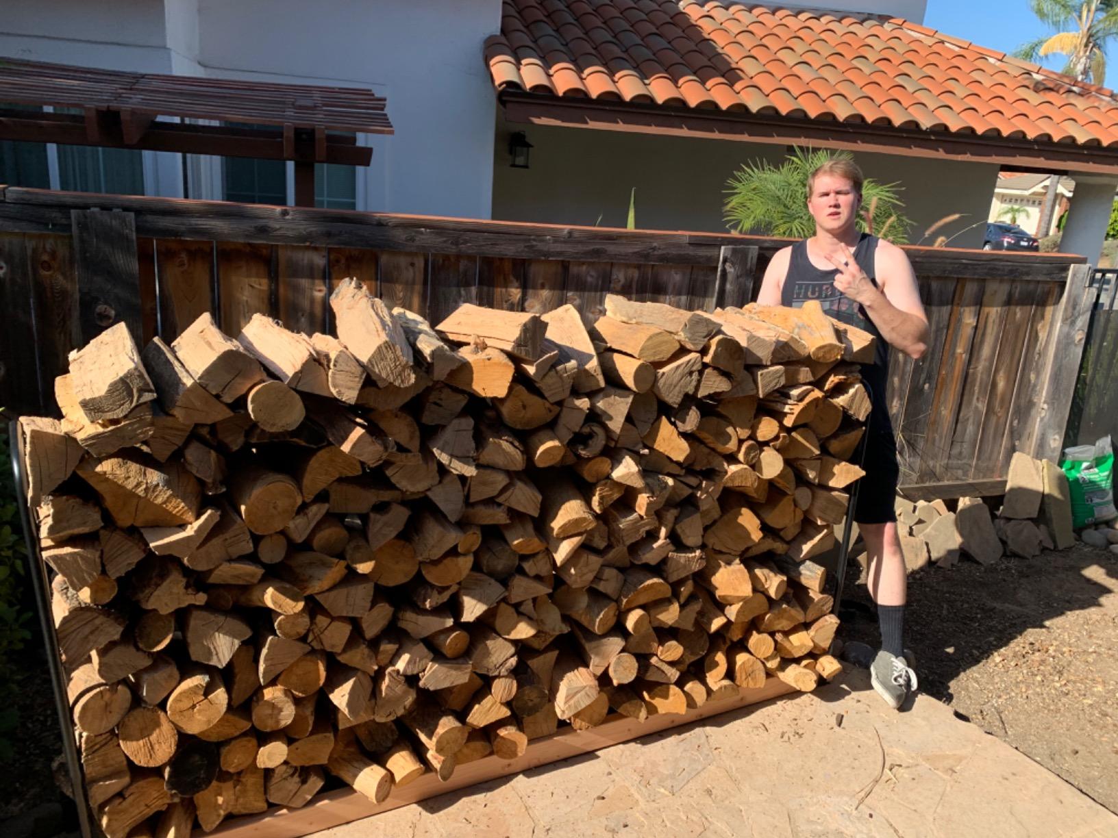 DOEWORKS Heavy Duty Firewood Racks Adjustable Length Log Bracket Rack Holder customer photo 2