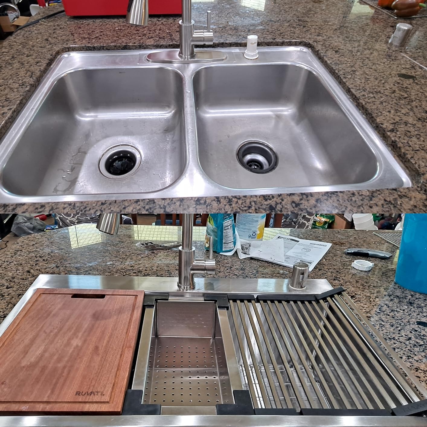 Ruvati 33 x 22 inch Workstation Drop-in Topmount Kitchen Sink 16 Gauge Stainless Steel Single Bowl - RVH8003 customer photo 1
