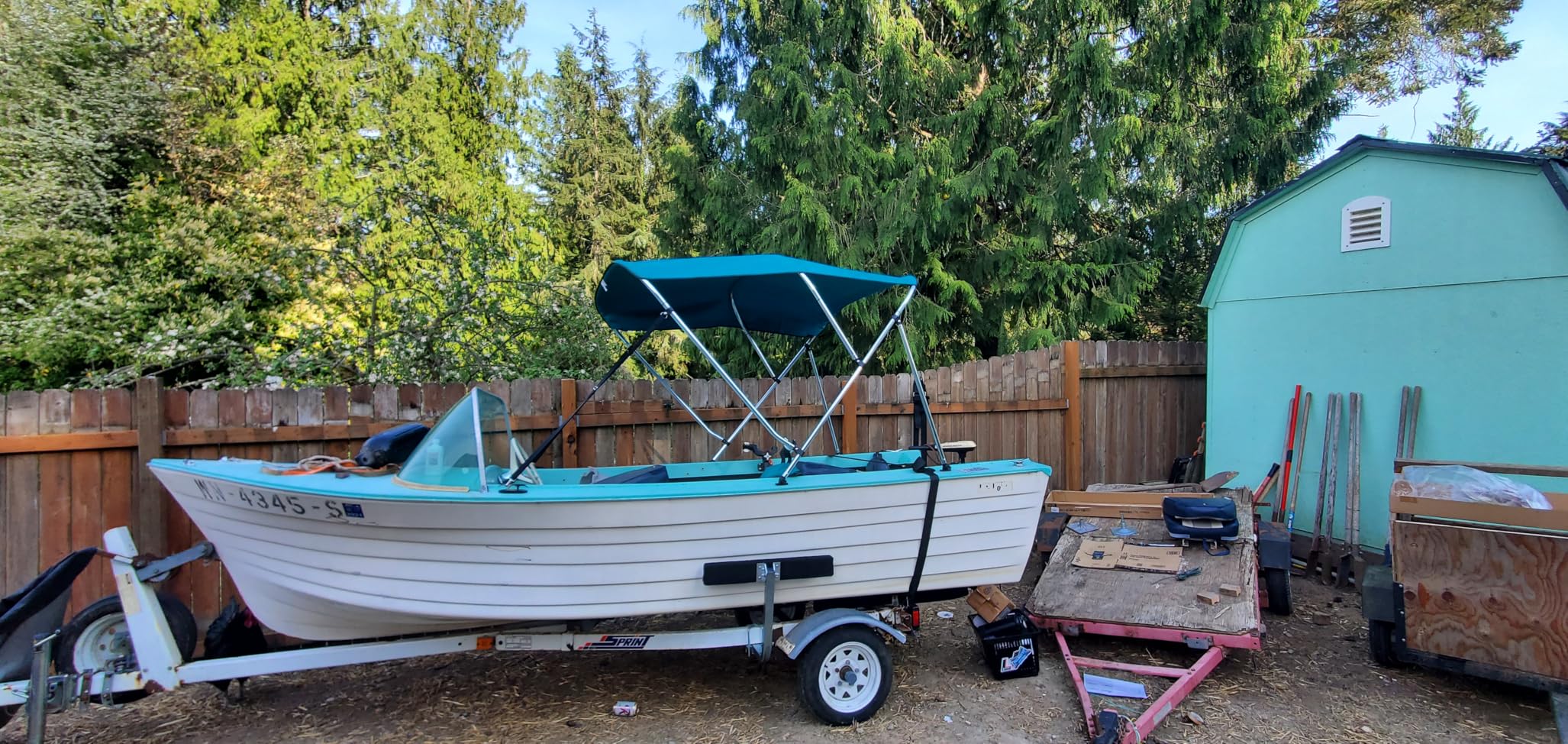 Seamander 10 Colors Available, 3 Bow 4 Bow Bimini Top for Boat, 13 Different Size Includes 4 Straps 2 Rear Support Poles, Hardwares and Storage Boot Cover, 1