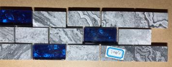 Blue Glass & Gray Marble Mosaic Subway Tile Kitchen Backsplash 5SQFT | Classic 1x2 Subway Pattern with Polished Finish for Shower Wall, Fireplace Surround, Bath Accent Wall and Bar Backsplash customer photo 2
