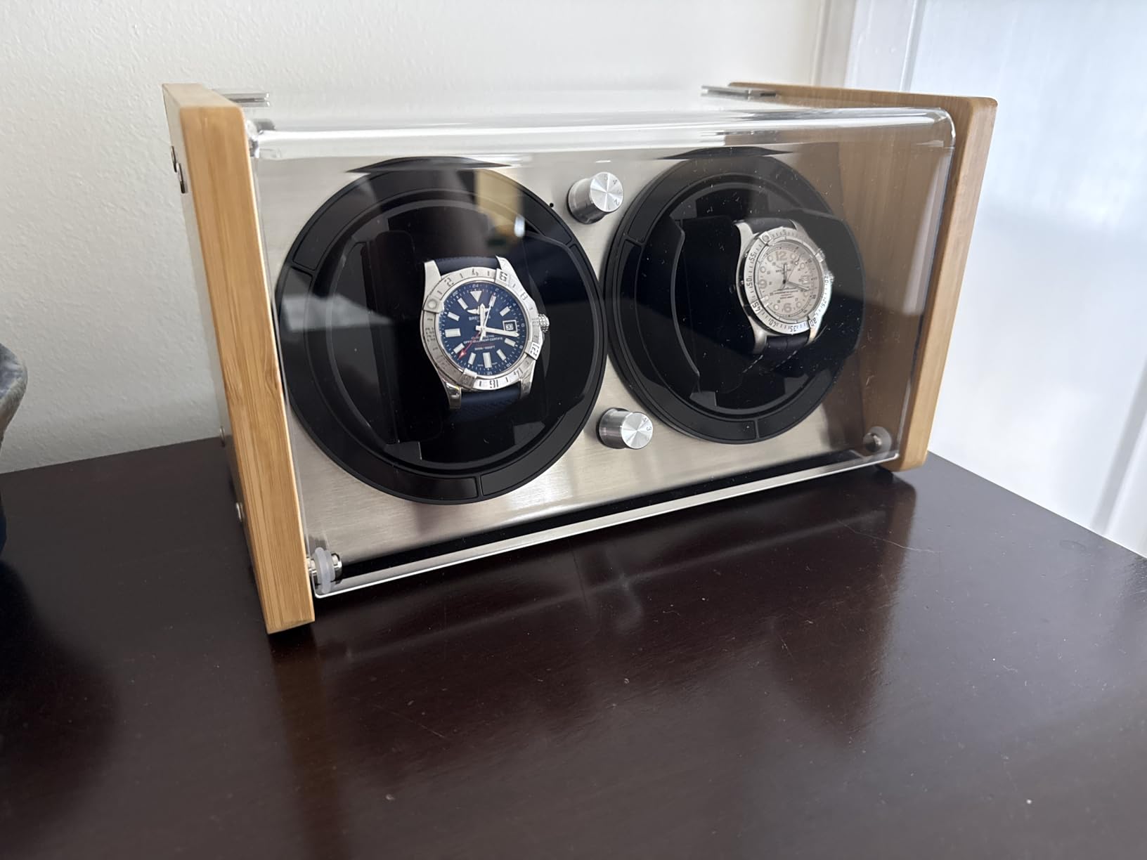 Watch Winder Smith Bamboo Single or Dual Watch Winder for Automatic Watches, Ultra-Quiet Japanese Motor with 12-O'clock Stop, Fits 26mm-56mm Timepieces, Ideal for Bedside & Office customer photo 1