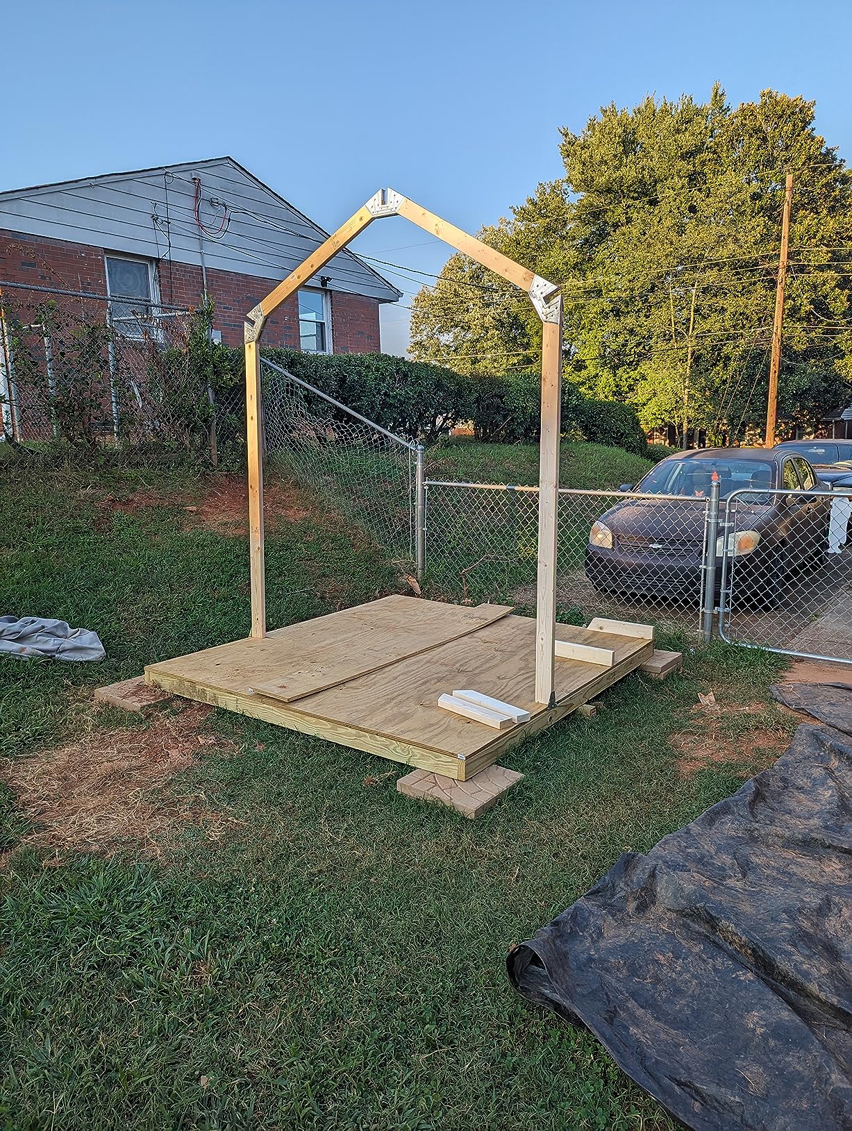 EZBUILDER 7 x 8 Foot Peak Roof Storage Shed Garage Barn DIY EZ Framing Kit with 24 Galvanized Steel Angles and 12 Base Plates (No Wood Included) customer photo 1