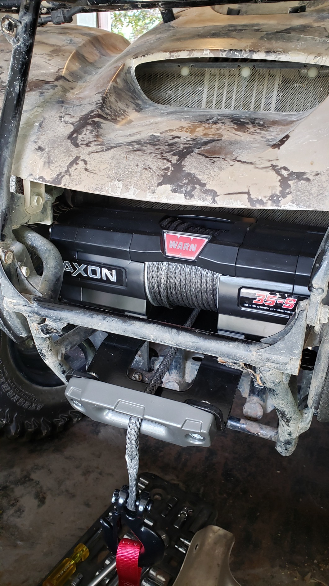 WARN 101130 AXON 35-S Powersports Winch with Spydura Synthetic Cable Rope: 3/16