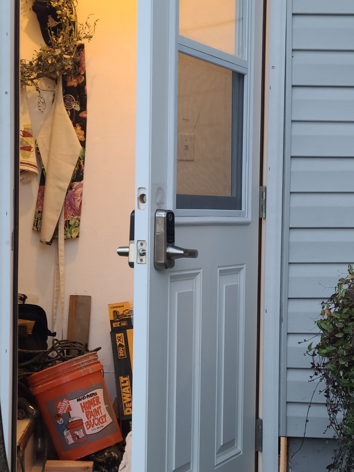 National Door Company ZZ364690L Fiberglass, Primed, Left Hand Outswing, Prehung Door, 1/2 Lite 2-Panel, Clear Glass with Venting Screen, 32