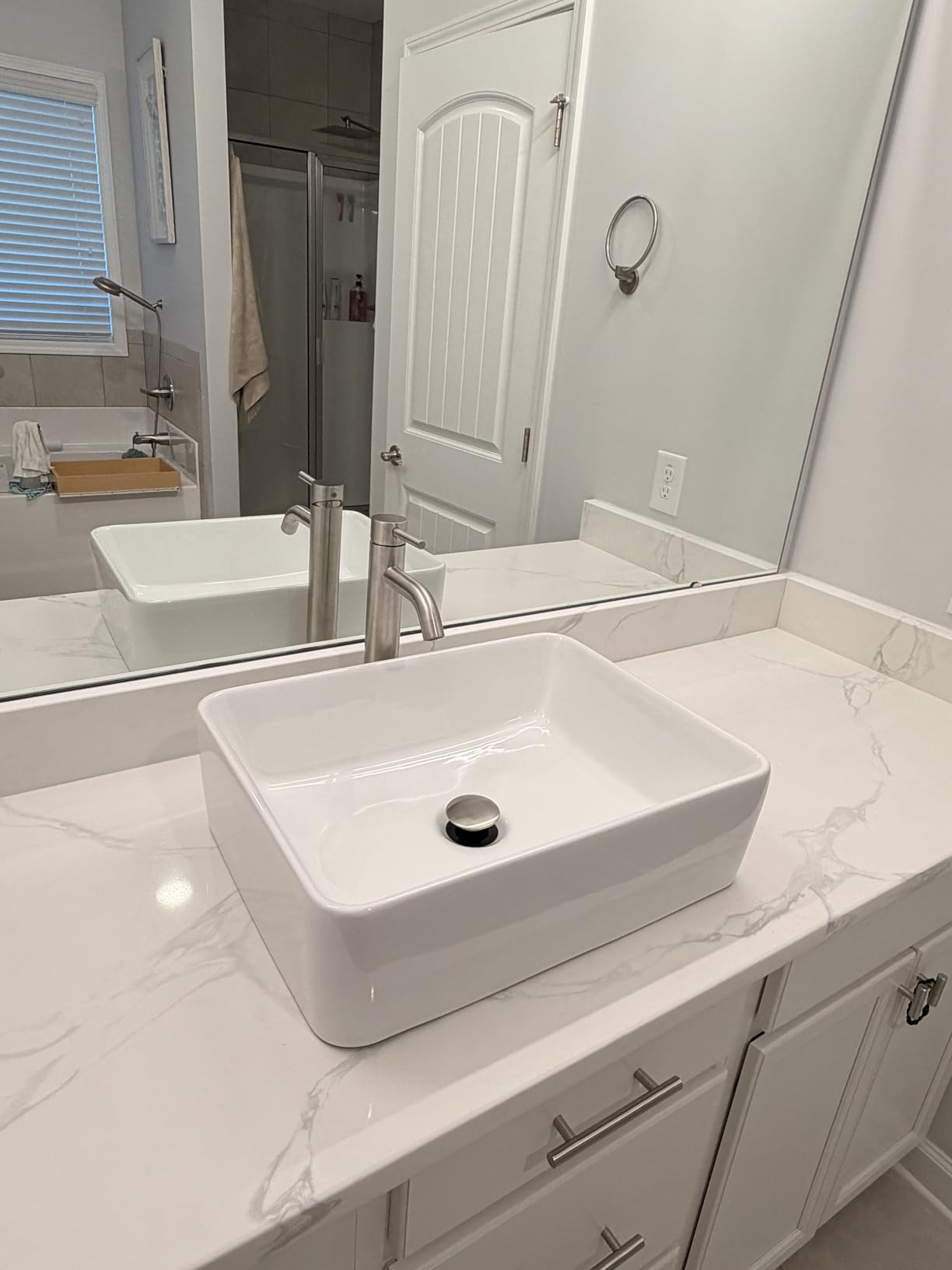 Lordear Vessel Sink Rectangle 19 Inch Bathroom Sink, Rectangular Modern Above Counter Bathroom Sinks White 19x15 Inch Porcelain Ceramic Vessel Vanity Sink Art Basin customer photo 2