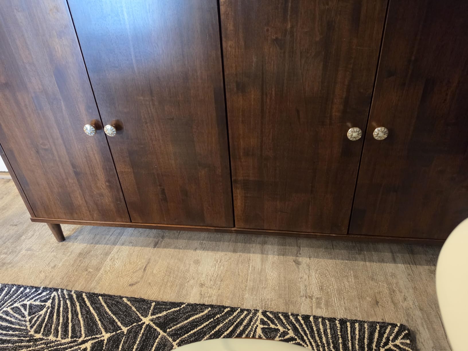 Perilla Home Set of 4 Premium Mother of Pearl Decorative Drawer Knobs - Gold Embroidered Vintage Kitchen Cabinet Handles Hardware Cupboard Door Unique Dresser Pulls Brass Round Knobs (Design-2) customer photo 1