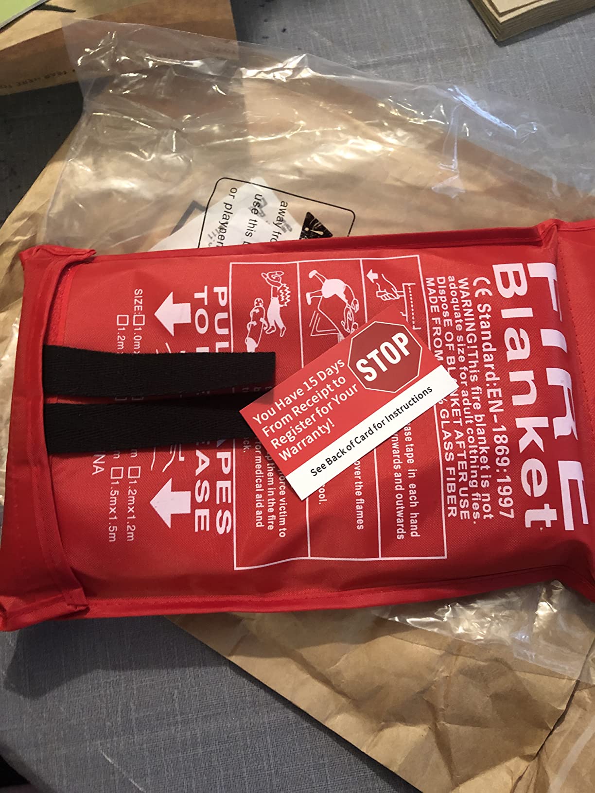 Parcil Distribution PD-452 Emergency Fire Blanket Car Emergency Kit Fire Extinguisher for Home & Kitchen, Woven Fiberglass Household Essentials, Chemical Free, No Mess, Heat Resistant Blanket, Large customer photo 2