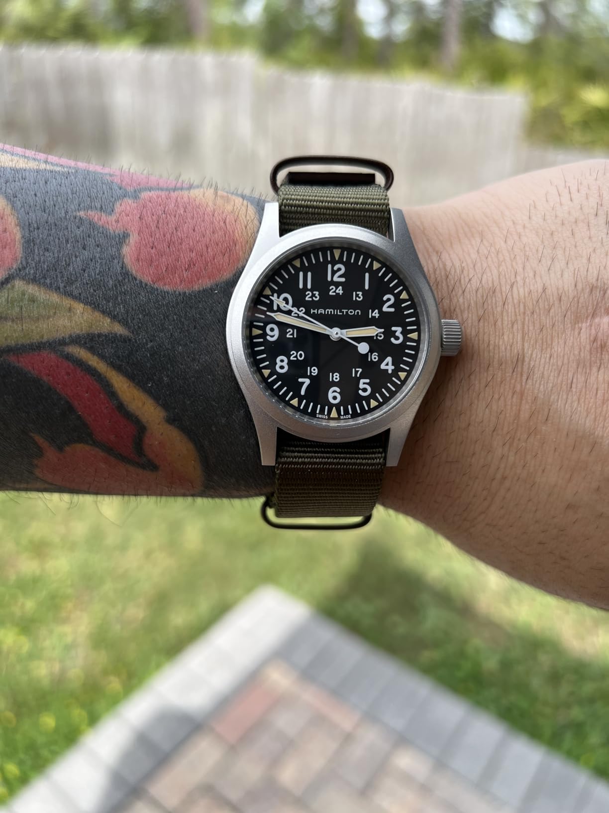 Hamilton Khaki Field Mechanical Men's Watch, 38mm Stainless Steel, Swiss Made, Black Dial, Sapphire Crystal, Textile Strap customer photo 1
