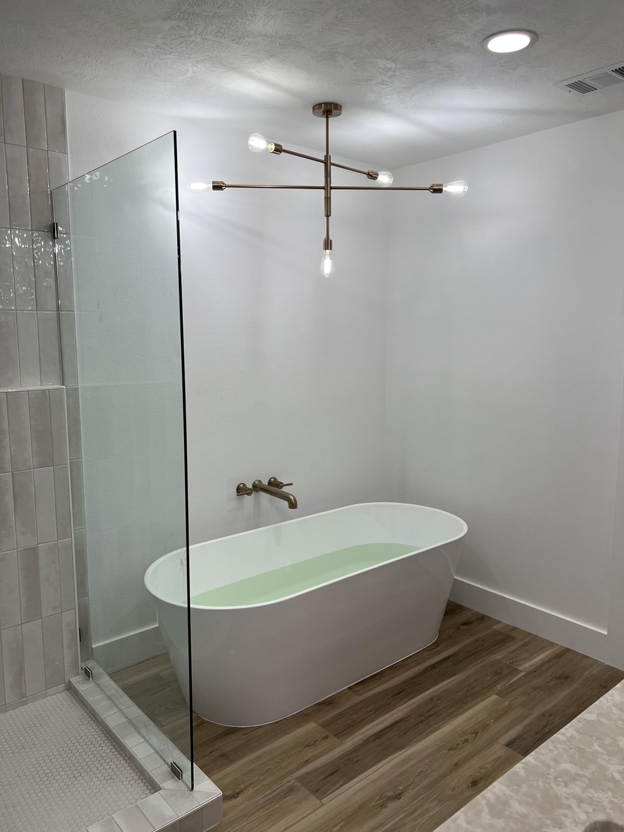 Delta Faucet Contemporary Tub Filler - Wall-Mounted Bathtub Filler Spout - Long Modern Bath Faucet with Temperature Indicators - Champagne Bronze, T5759-CZWL (Rough Sold Separately) customer photo 2