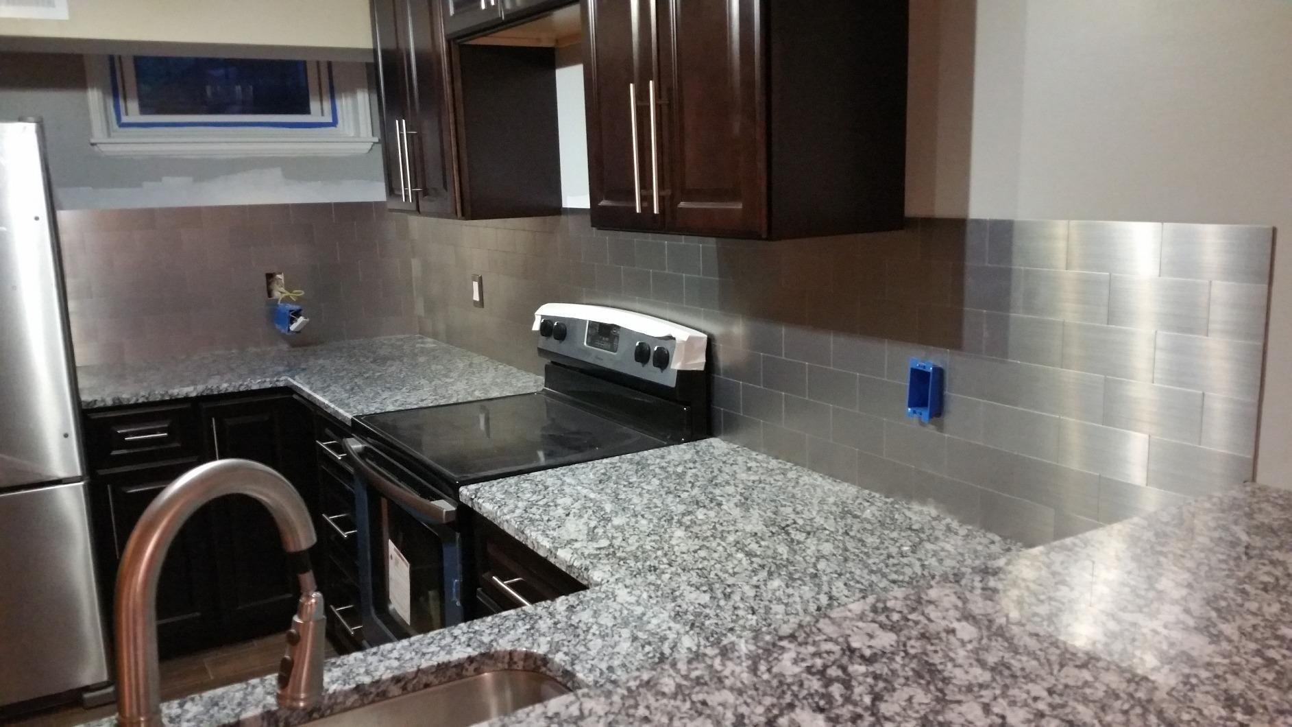 Art3d 100-Pieces Peel and Stick Stainless Steel Backsplash Self-Adhesive Metal Tiles, 3