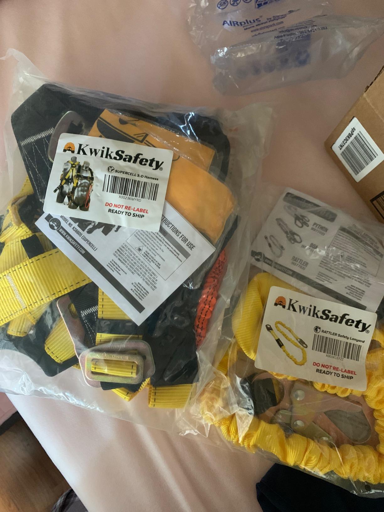 KwikSafety - Charlotte, NC - SUPERCELL Safety Harness [3 D-RINGS] Full Body Safety Harness Fall Protection Kit ANSI OSHA customer photo 1