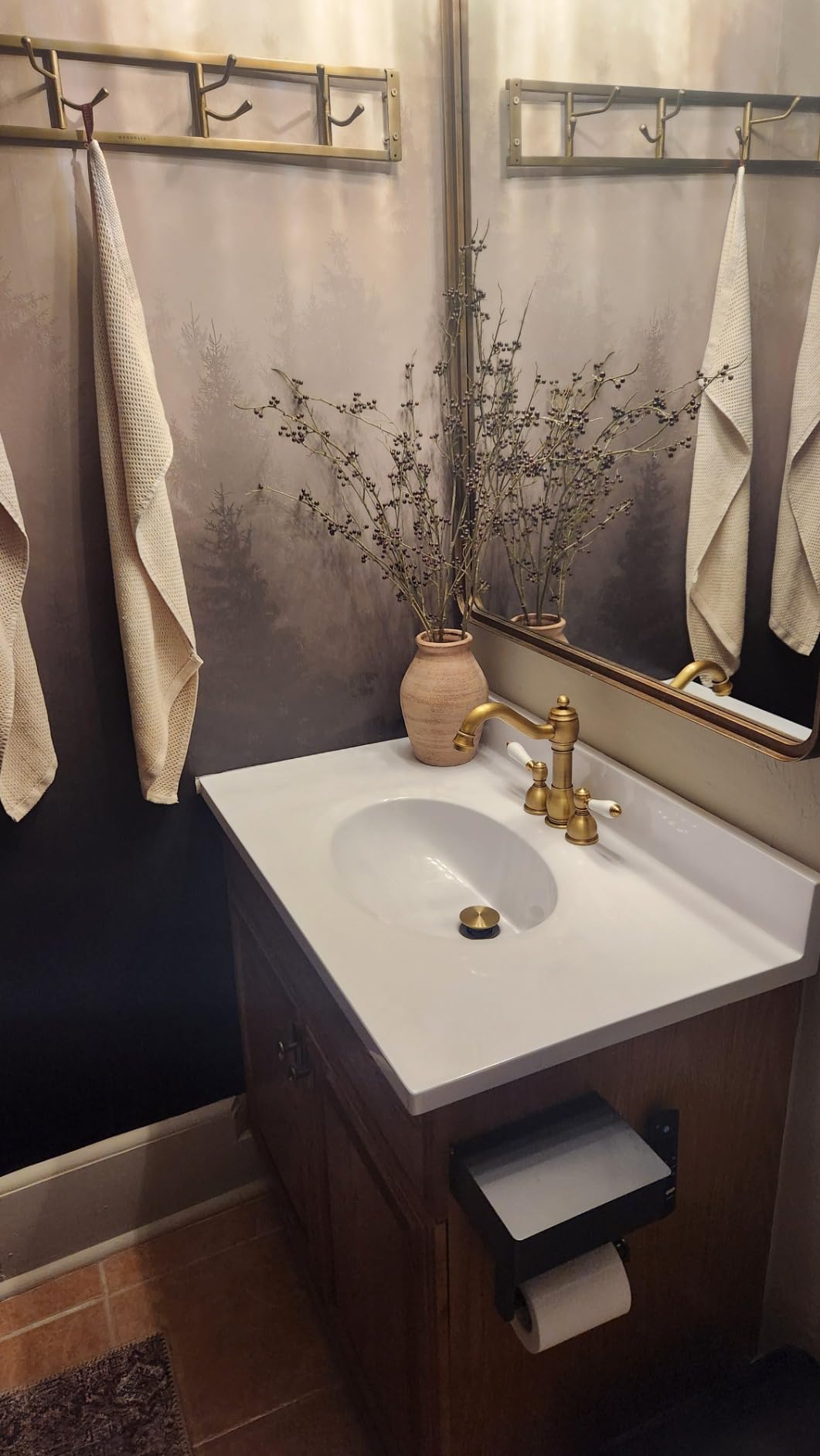 Design House Cultured Marble Vanity Top, 49 in W x 22 in D, Integrated 4 in Centerset Oval Sink & Backsplash, Ivory Swirl, 586347 customer photo 2