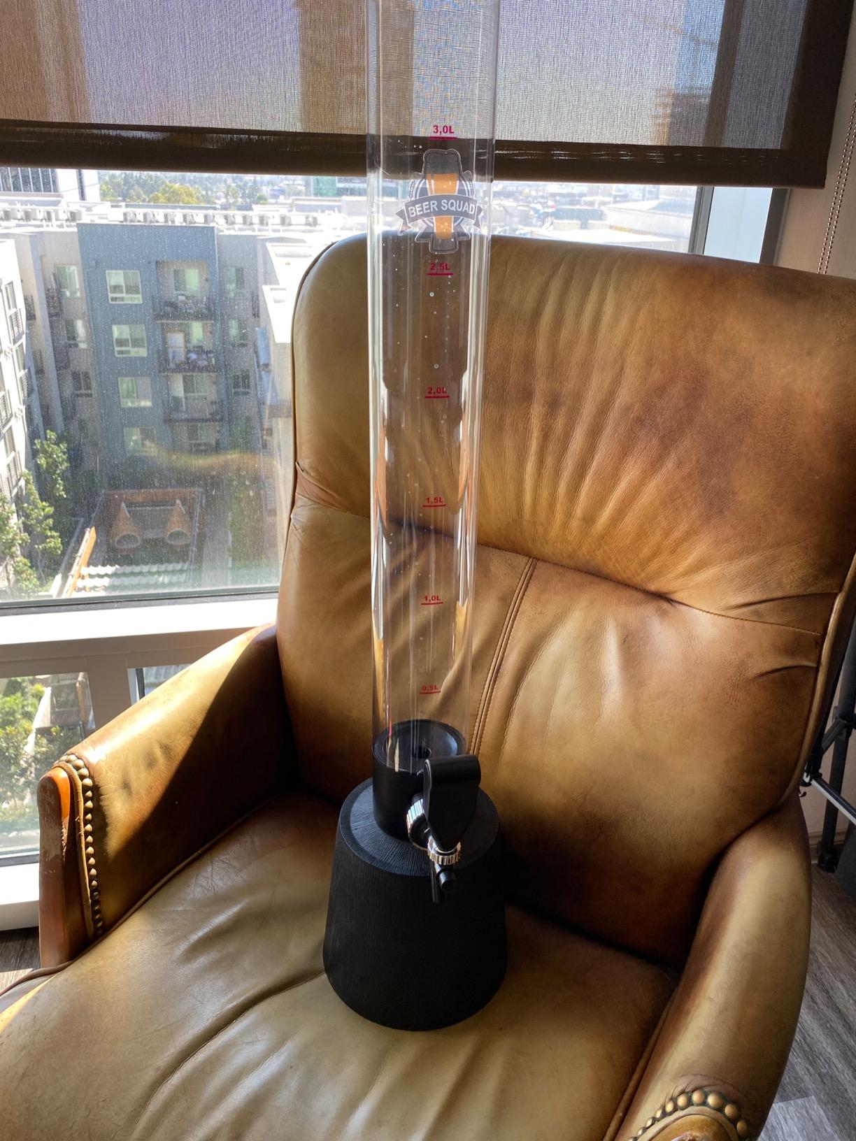 BeerSquad Beer Tower - 3L 100 oz. Clear Beverage Tower Dispenser with Included Ice Tube, Easy Clean, Dual Action Integrated Tap customer photo 2