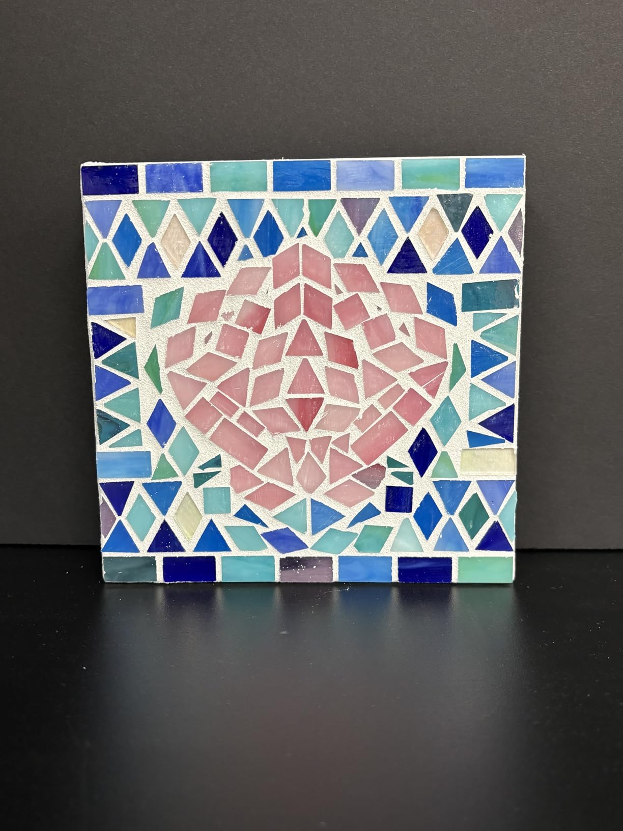 Lanyani 1050 Pieces Mixed Shapes Glass Mosaic Tiles for Crafts, Colorful Stained Glass Pieces for Mosaic Projects customer photo 2