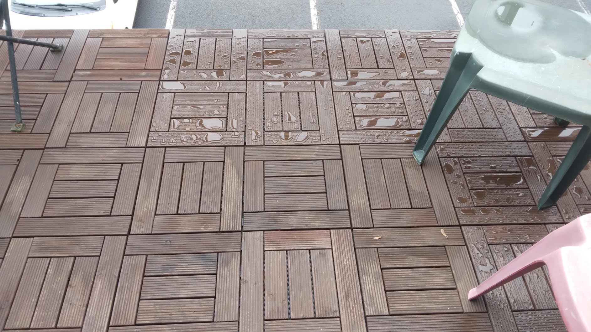 Yaheetech 27PCS Patio Floor Tiles Outdoor Interlocking Deck 12 x 12in, Brown - Waterproof Decking, All-Weather Interlocking Tiles customer photo 2