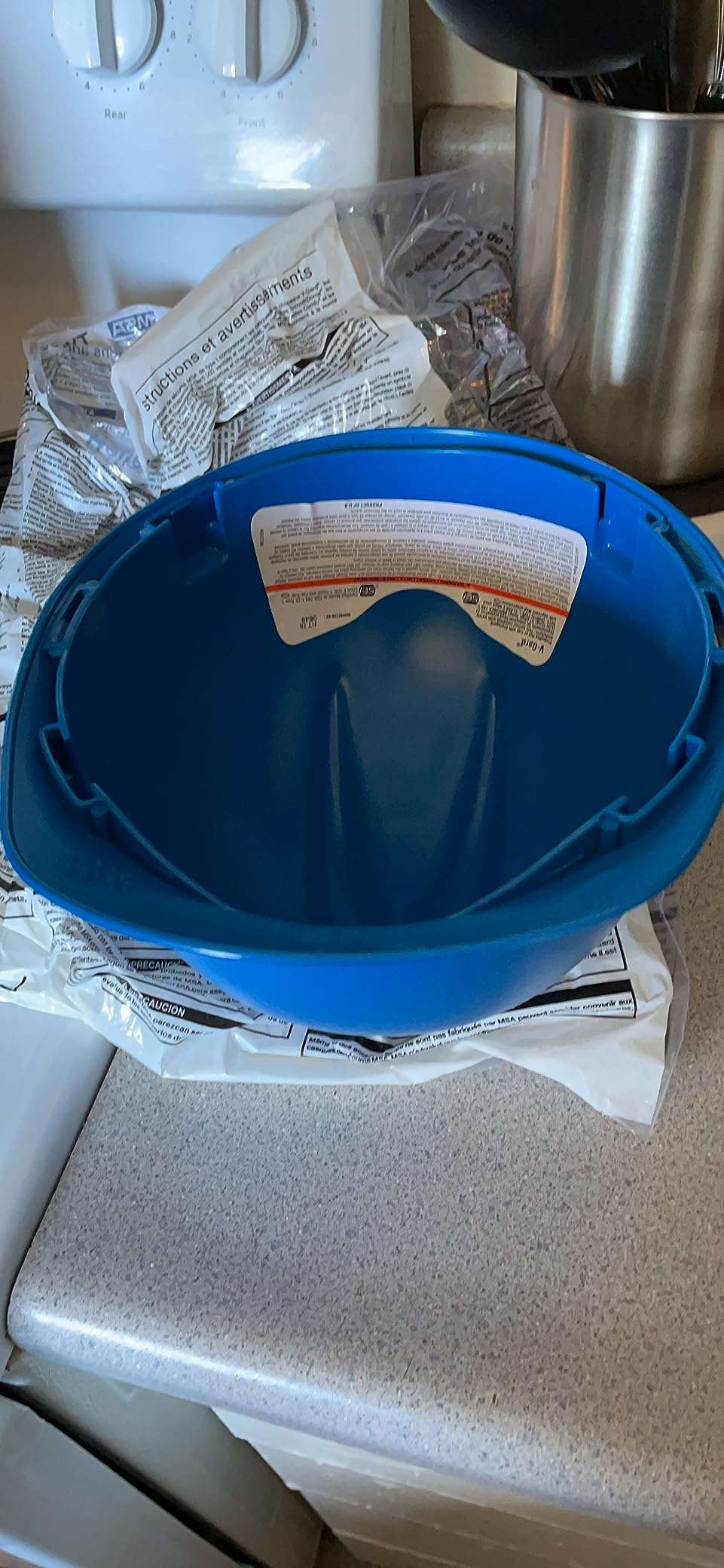 MSA 10203082 V-Gard Cap Style Safety Hard Hat with Fas-Trac III Ratchet Suspension, Polyethylene Shell, Superior Impact Protection customer photo 2