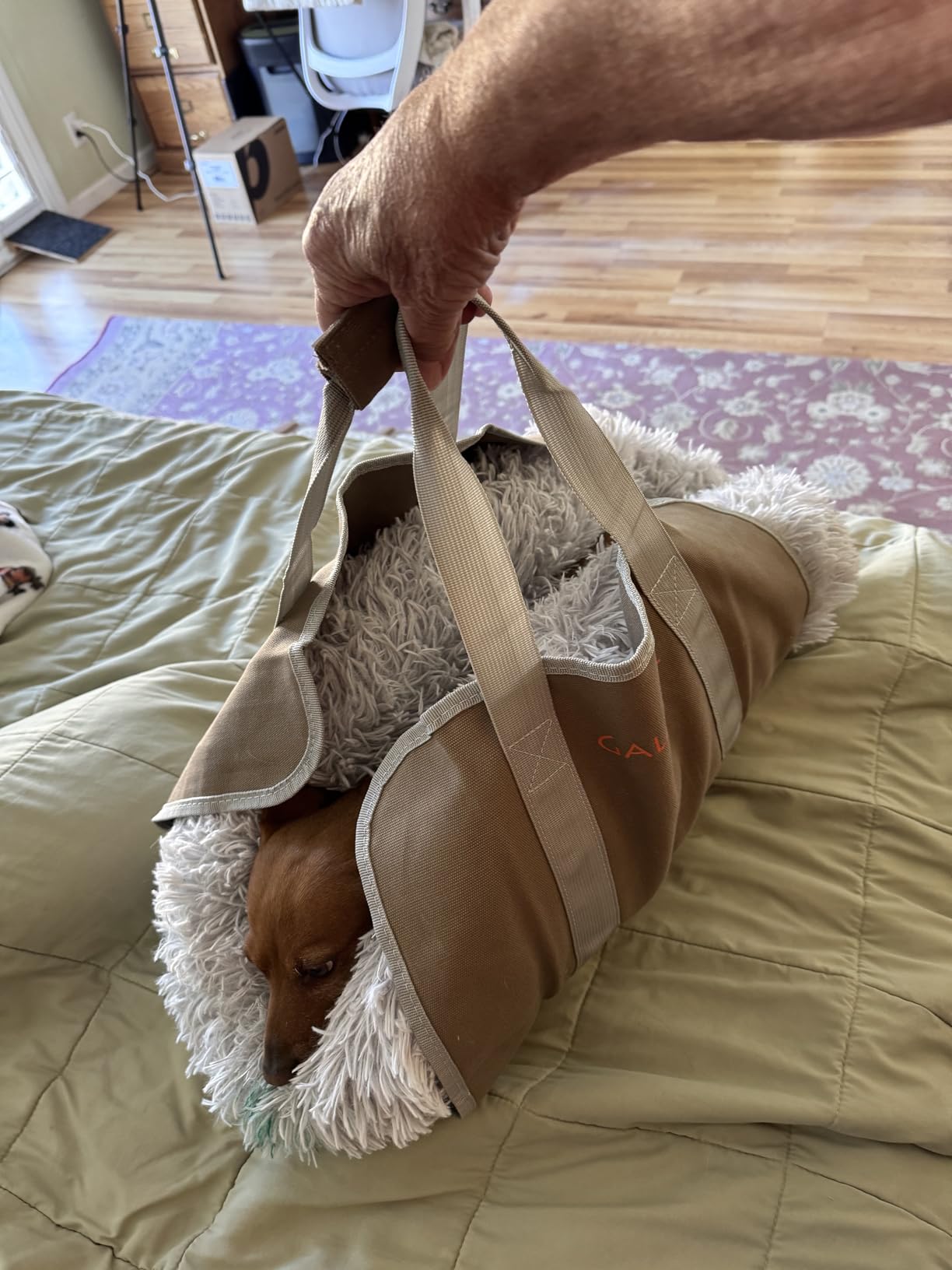 Log Carrier for Firewood, Waxed Canvas Durable Fireplace Wood Holder Tote Bag, 23'' x 10''x 11.3'' customer photo 1