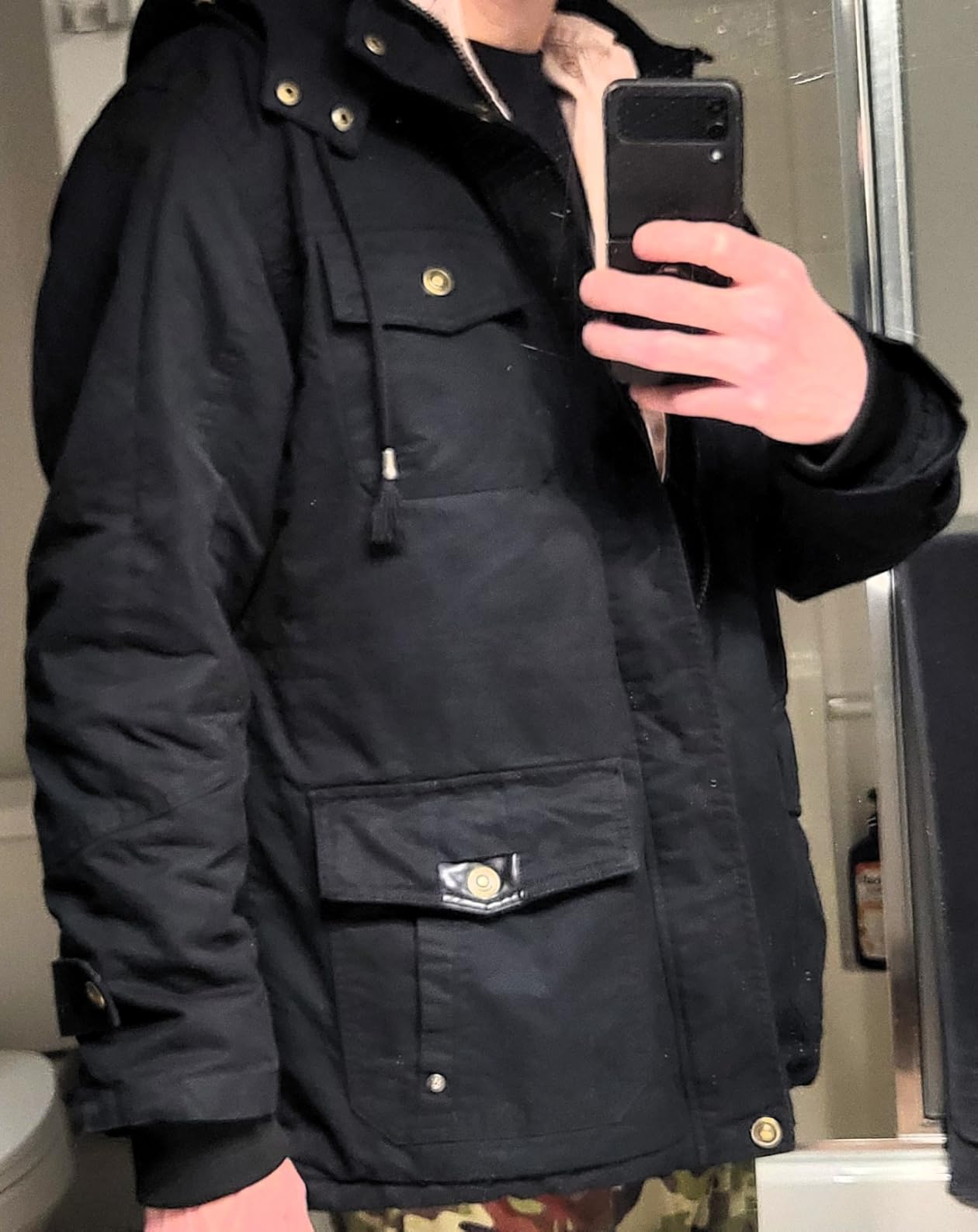 TACVASEN Men's Winter Jacket Cotton Military Jackets Fleece Lined Thick Work Warm Cargo Coats with Hooded customer photo 1
