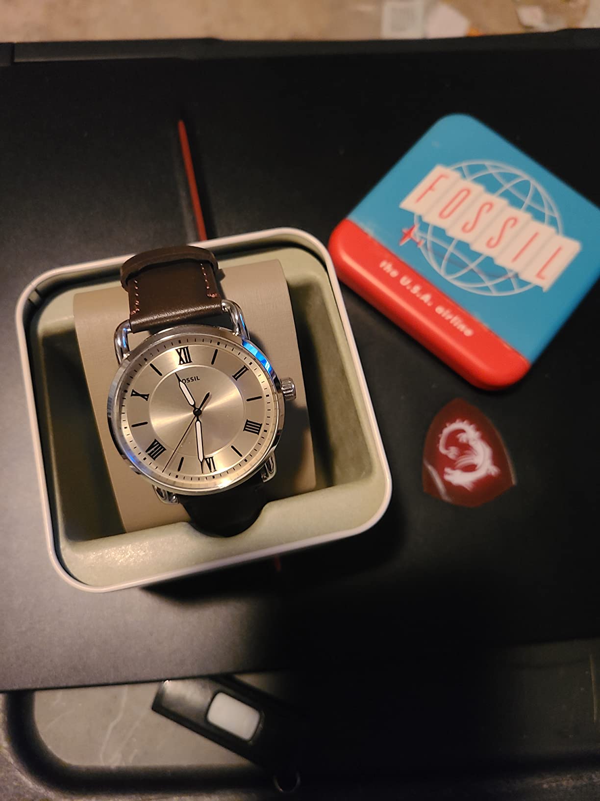 Men's Copeland Quartz Stainless Steel and Leather Three-Hand Watch for Men customer photo 2