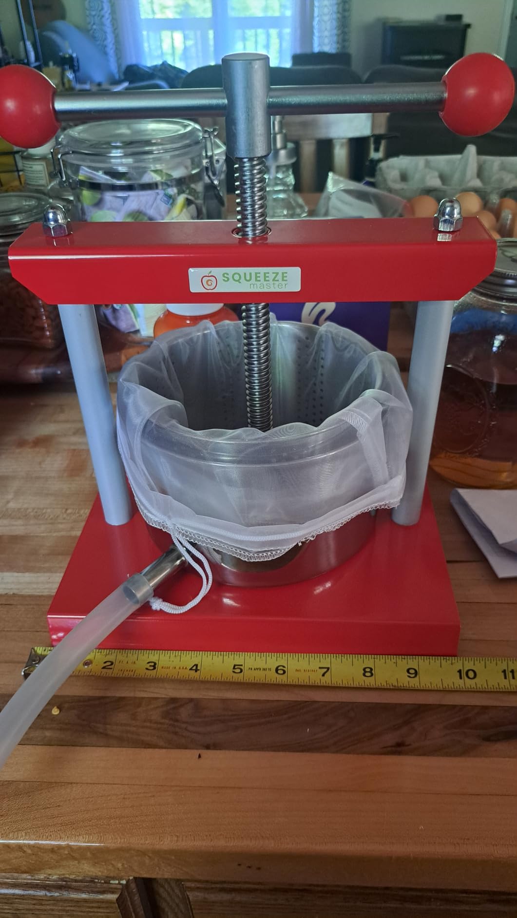 SQUEEZE master Cheese Tincture Herb Fruit Wine Manual Press -0.53Gallon/ 2 Litre-Power Ball Handle-Stainless Steel & Iron for Juice, Cider,Wine,Olive Oil customer photo 1
